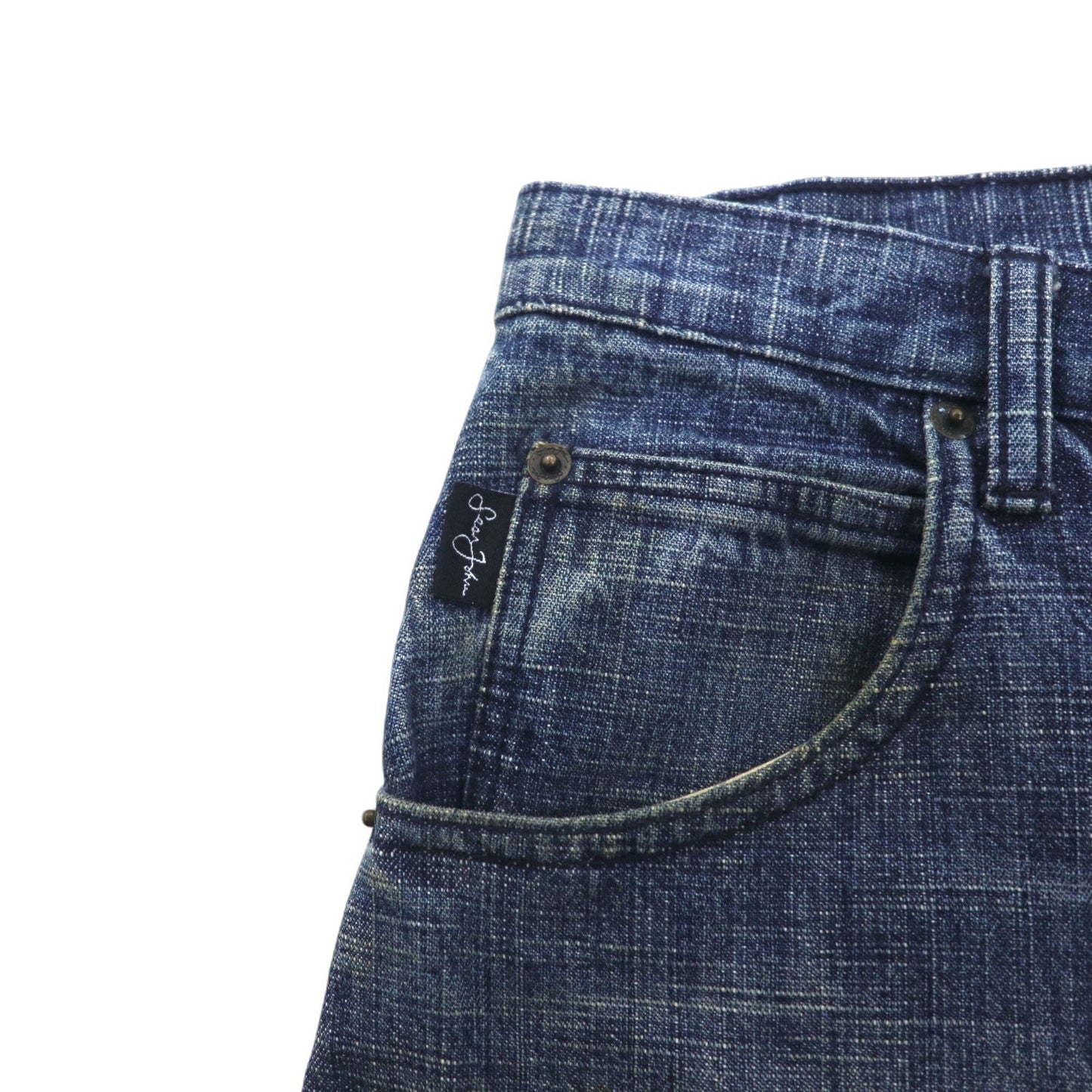 Sean John 00年代 バギー デニムパンツ ジーンズ M インディゴ ブルー コットン ユーズド加工