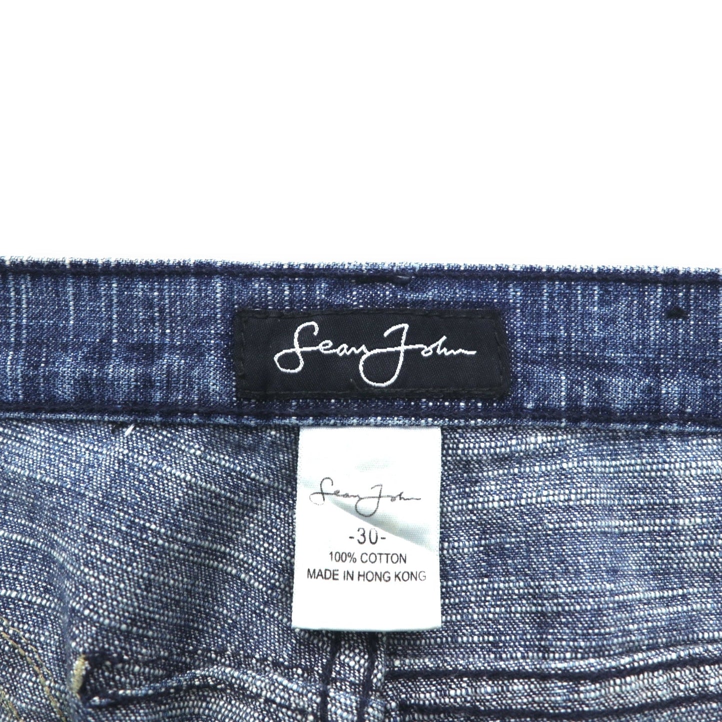 Sean John 00年代 バギー デニムパンツ ジーンズ M インディゴ ブルー コットン ユーズド加工