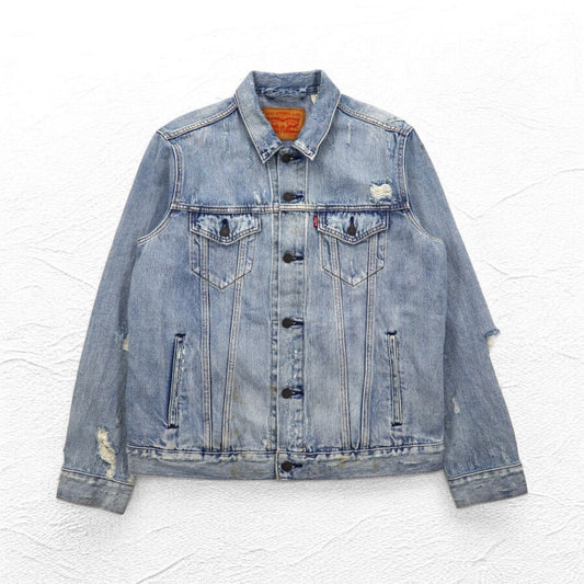 Levi's ダメージ加工 4th タイプ デニムジャケット Gジャン トラッカージャケット L インディゴ ブルー