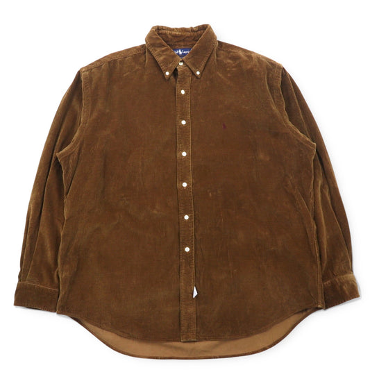 Ralph Lauren 90年代 ビッグサイズ コーデュロイ ボタンダウンシャツ XL ブラウン コットン スモールポニー刺繍