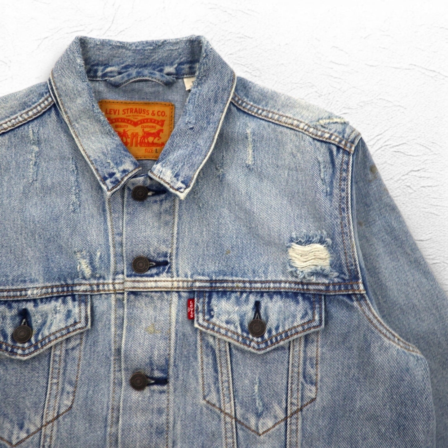 Levi's ダメージ加工 4th タイプ デニムジャケット Gジャン トラッカージャケット L インディゴ ブルー