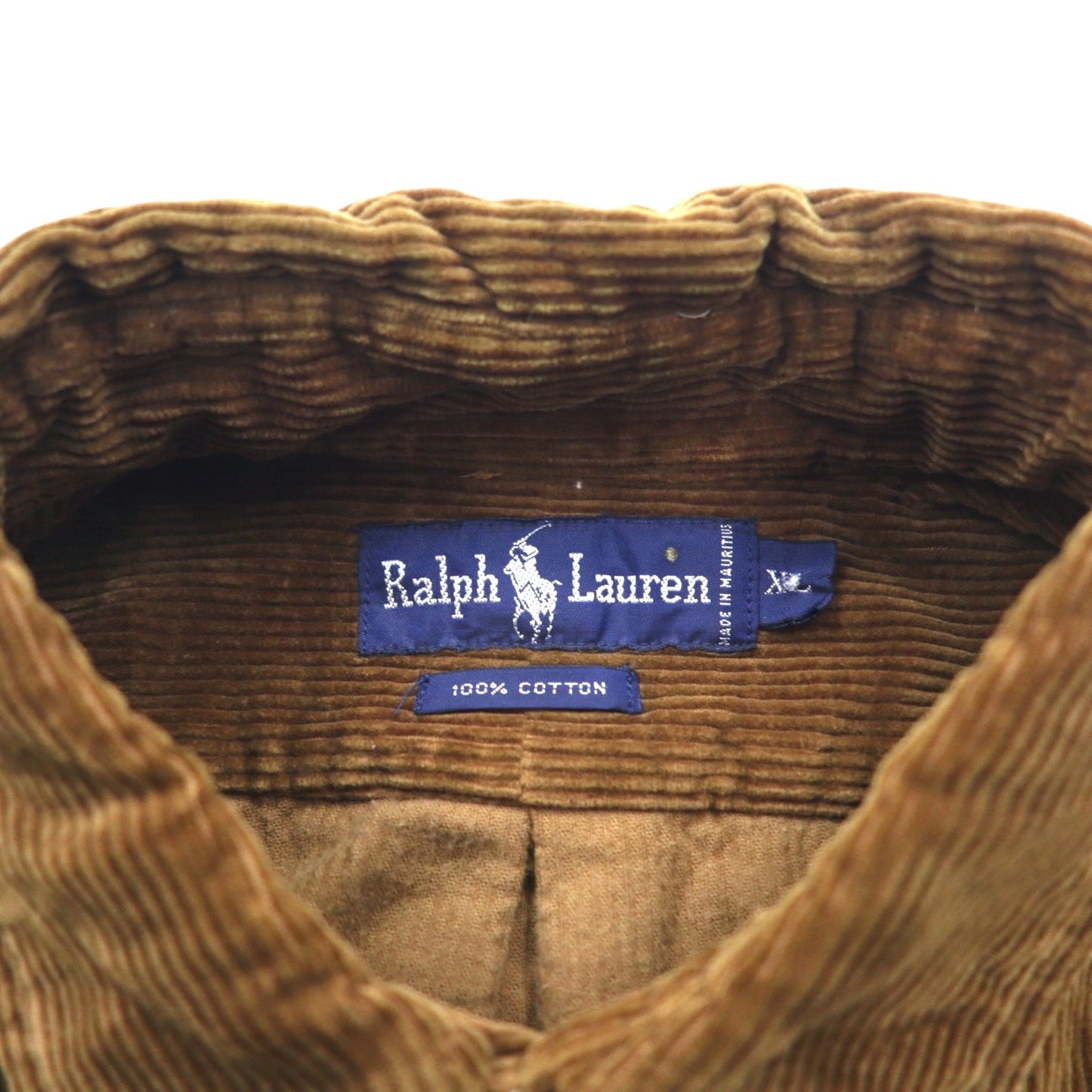 Ralph Lauren 90年代 ビッグサイズ コーデュロイ ボタンダウンシャツ XL ブラウン コットン スモールポニー刺繍