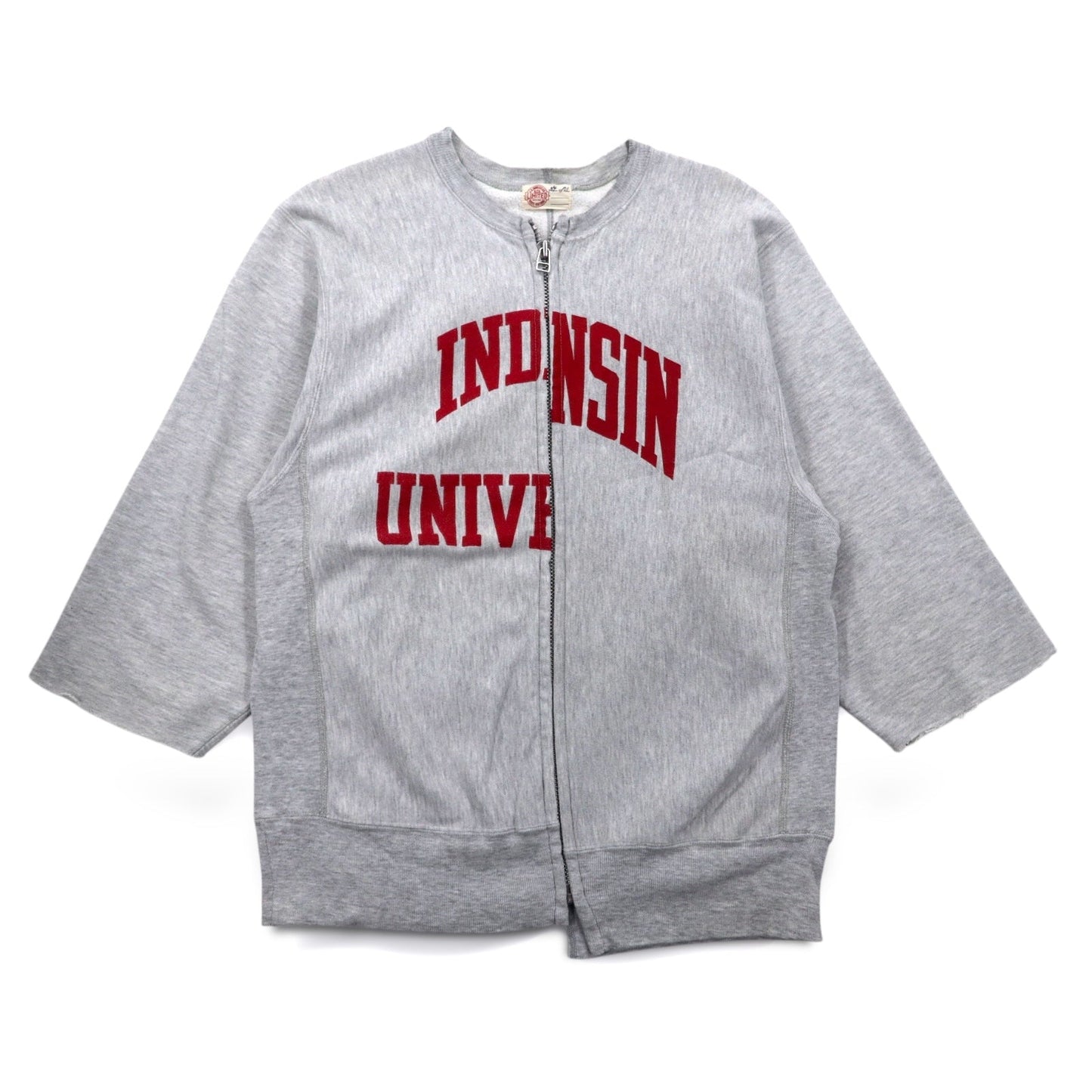 J.S.HOMESTEAD リバースウィーブ 再構築 ドッキング ブルゾン リメイク ジップアップ スウェット L カレッジプリント NOVEL CLOTHING