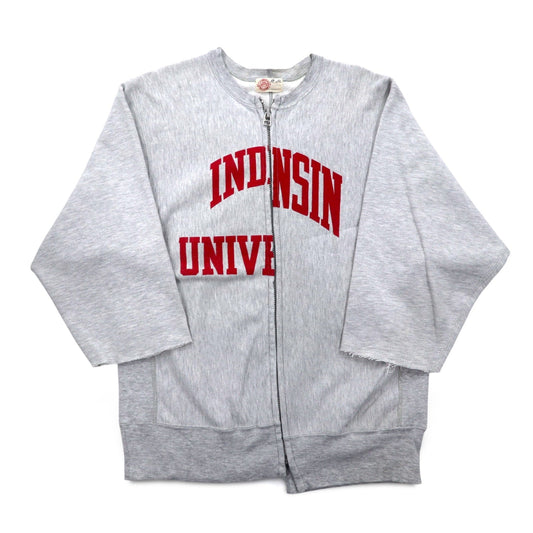 J.S.HOMESTEAD リバースウィーブ 再構築 ドッキング ブルゾン リメイク ジップアップ スウェット L カレッジプリント NOVEL CLOTHING