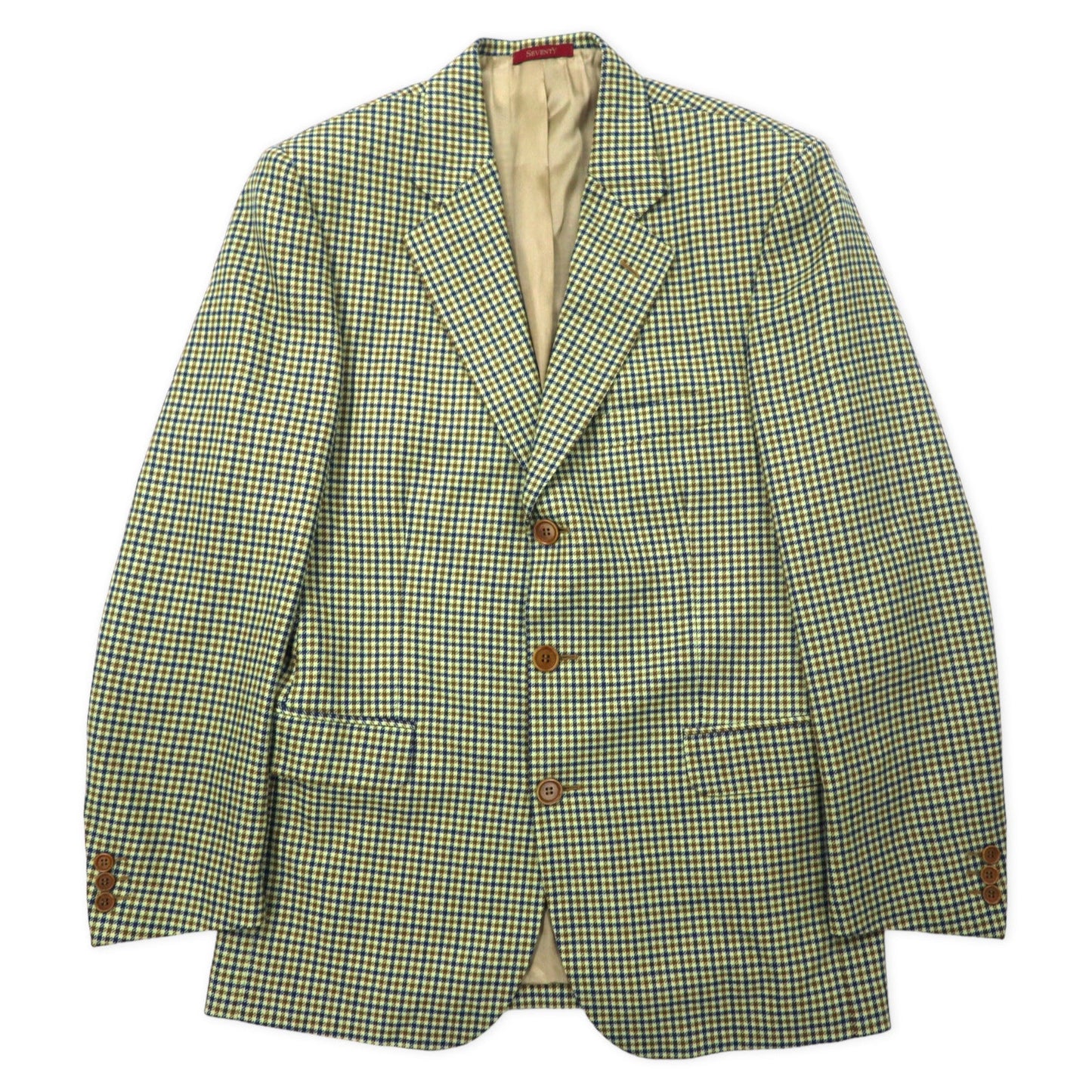 SEVENTY イタリア製 3B テーラードジャケット 46 ベージュ グレンチェック ウール