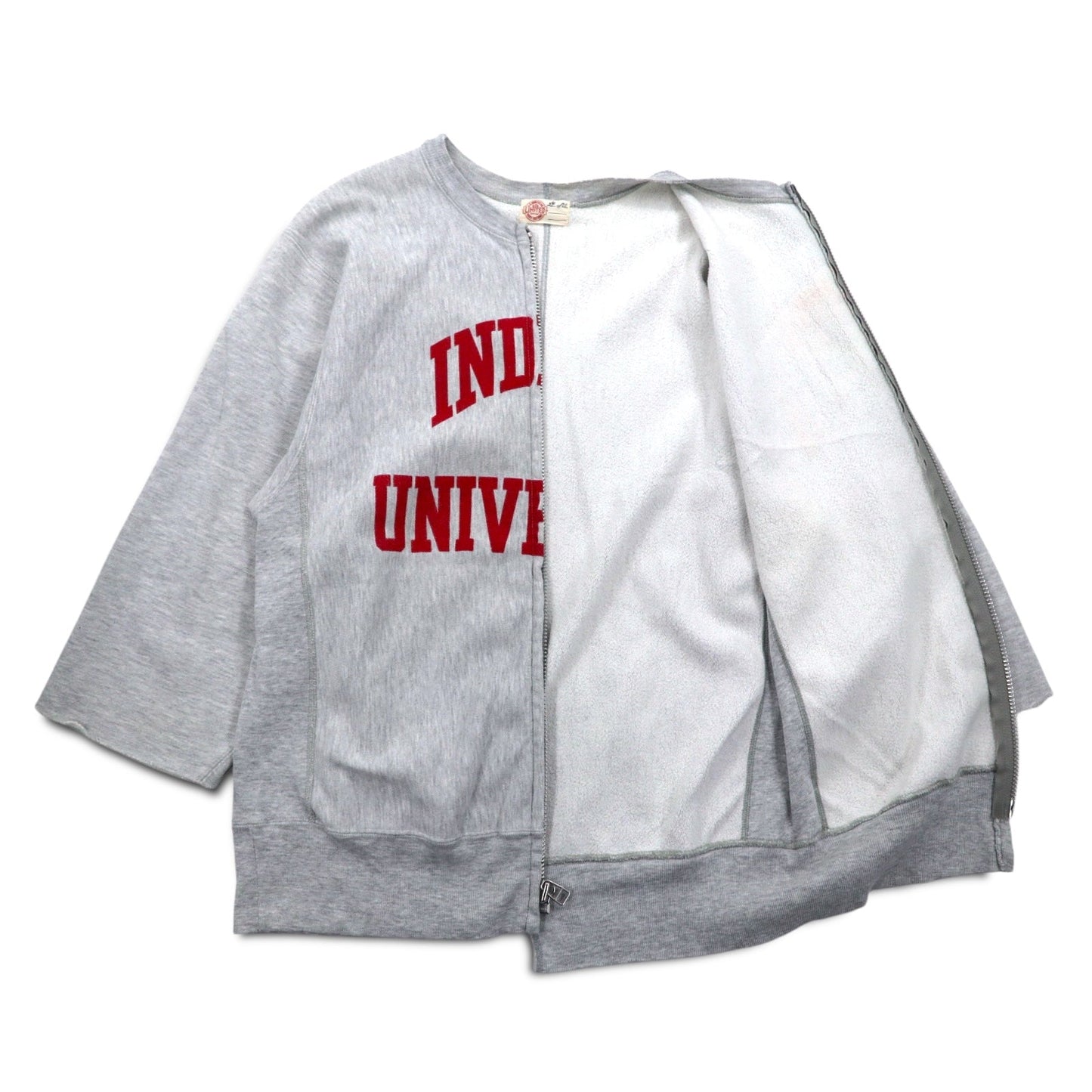 J.S.HOMESTEAD リバースウィーブ 再構築 ドッキング ブルゾン リメイク ジップアップ スウェット L カレッジプリント NOVEL CLOTHING