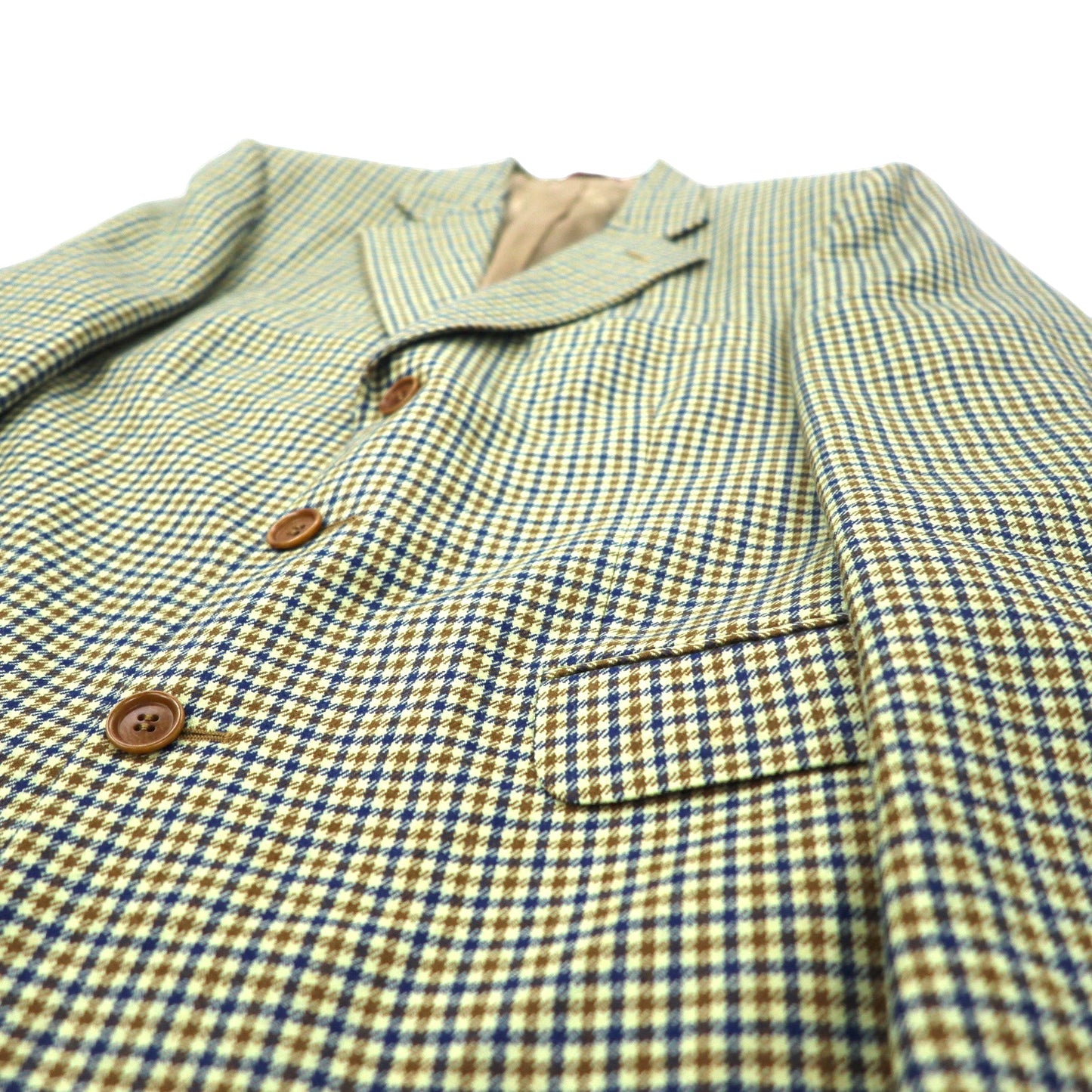 SEVENTY イタリア製 3B テーラードジャケット 46 ベージュ グレンチェック ウール