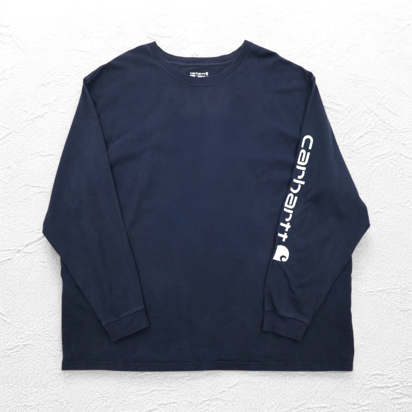carhartt ロングスリーブ Tシャツ ロンT 4XL ネイビー 袖 プリント ロゴ ビッグサイズ