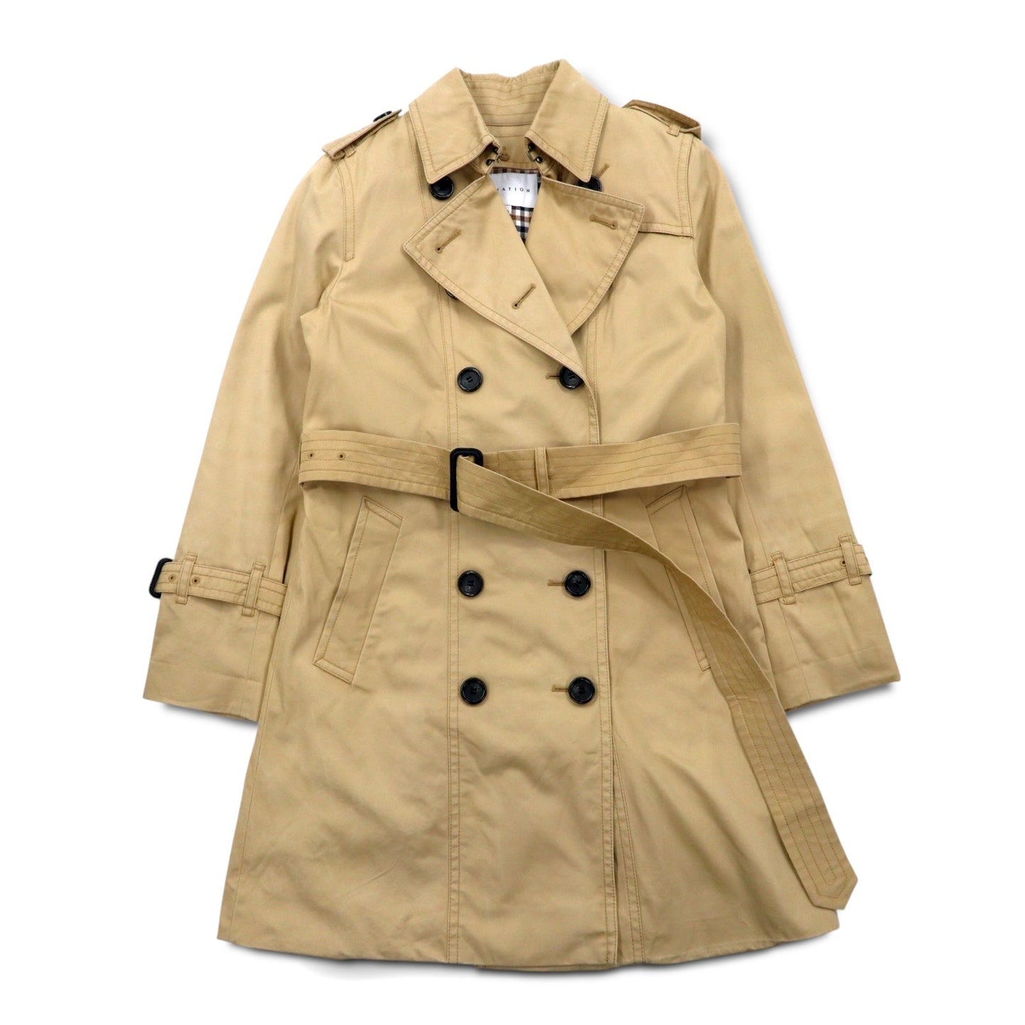 ESTNATION ダブルブレスト トレンチコート S ベージュ ライナー着脱式 ベルト付き 61-109-01-0100023