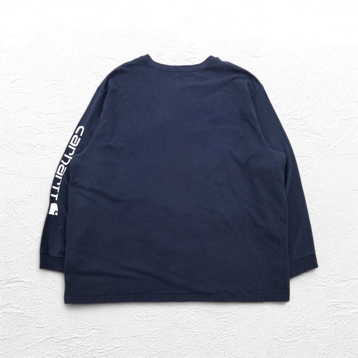 carhartt ロングスリーブ Tシャツ ロンT 4XL ネイビー 袖 プリント ロゴ ビッグサイズ