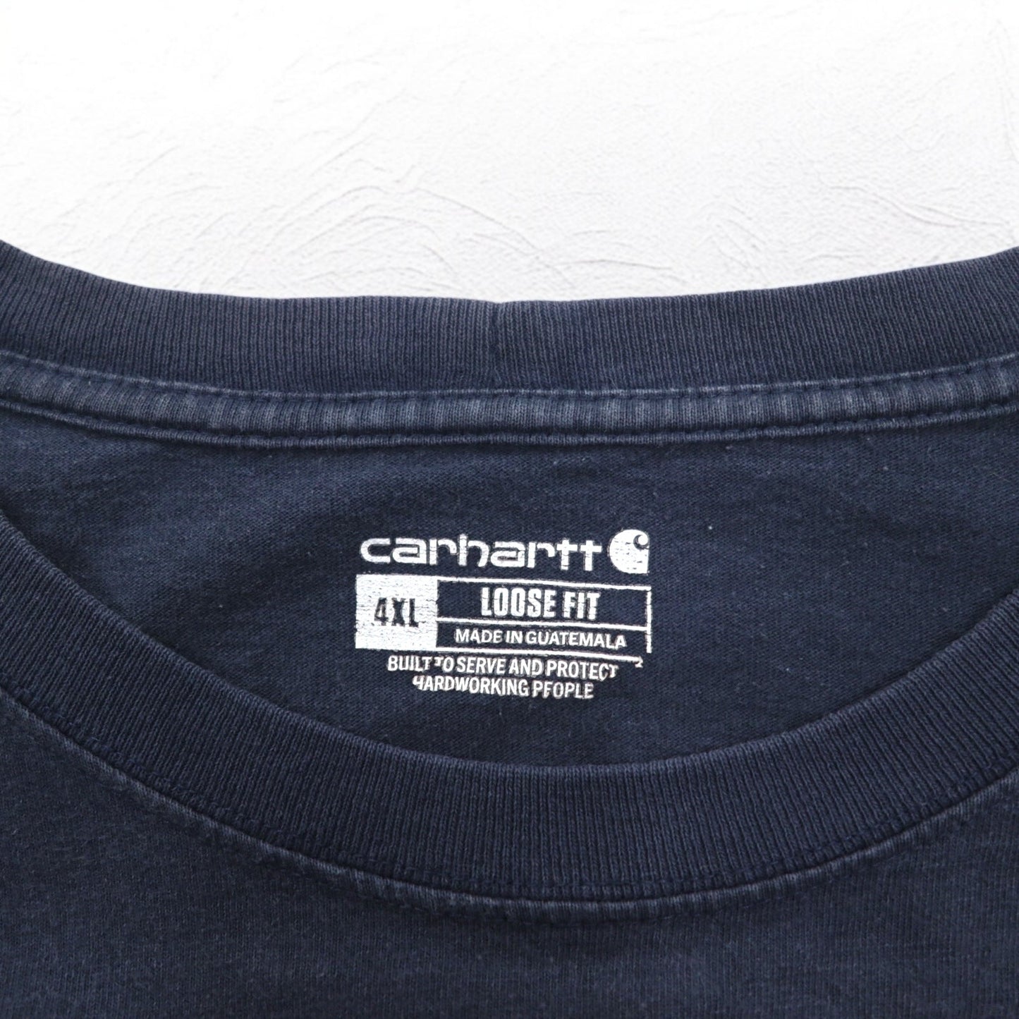 carhartt ロングスリーブ Tシャツ ロンT 4XL ネイビー 袖 プリント ロゴ ビッグサイズ