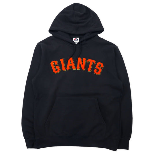 Majestic ベースボール プルオーバーパーカー M ブラック コットン 裏起毛 パキ綿 MLB GIANTS