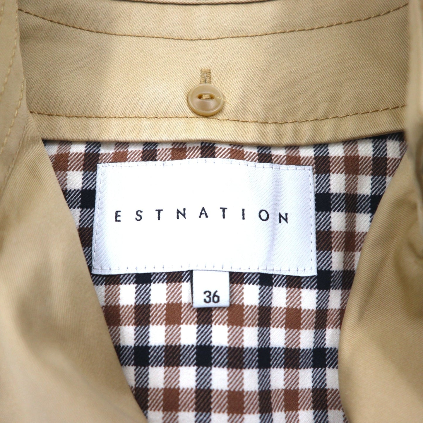 ESTNATION ダブルブレスト トレンチコート S ベージュ ライナー着脱式 ベルト付き 61-109-01-0100023