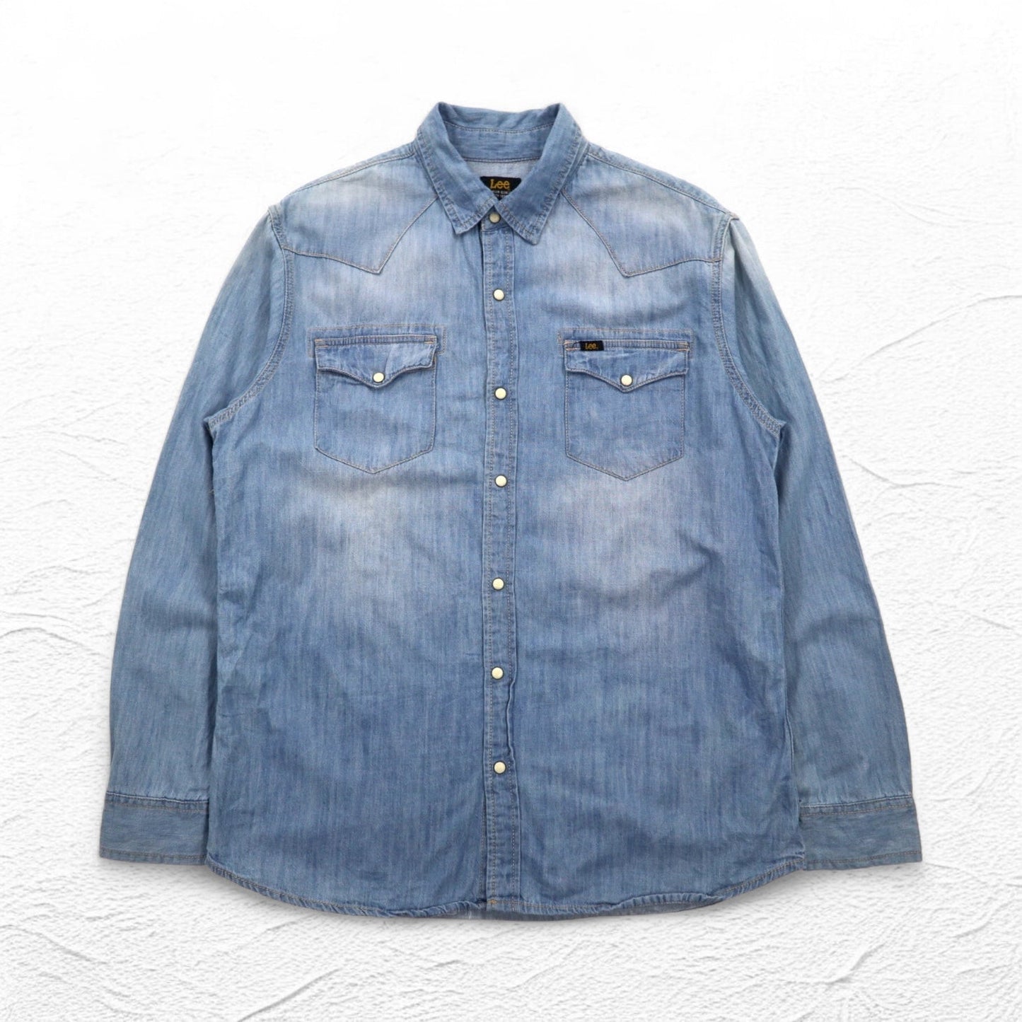 Lee デニム ウエスタンシャツ L インディゴ ブルー コットン 胸ポケット スナップボタン