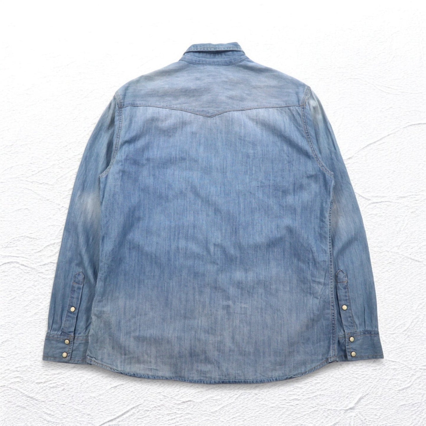 Lee デニム ウエスタンシャツ L インディゴ ブルー コットン 胸ポケット スナップボタン