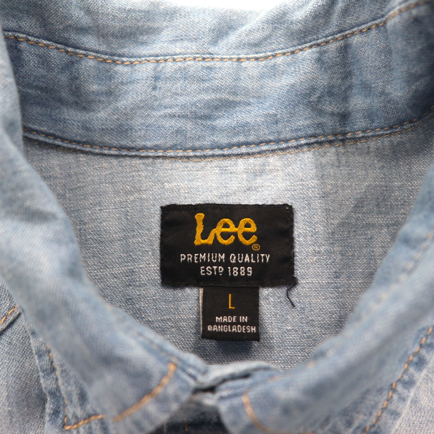 Lee デニム ウエスタンシャツ L インディゴ ブルー コットン 胸ポケット スナップボタン