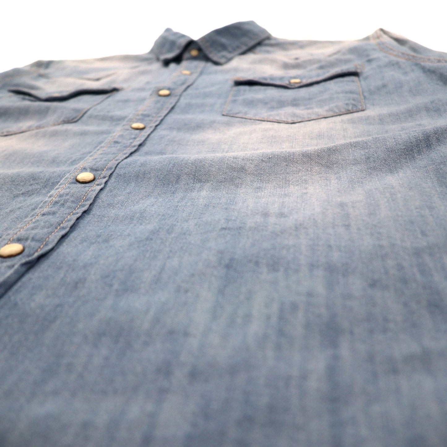 Lee デニム ウエスタンシャツ L インディゴ ブルー コットン 胸ポケット スナップボタン
