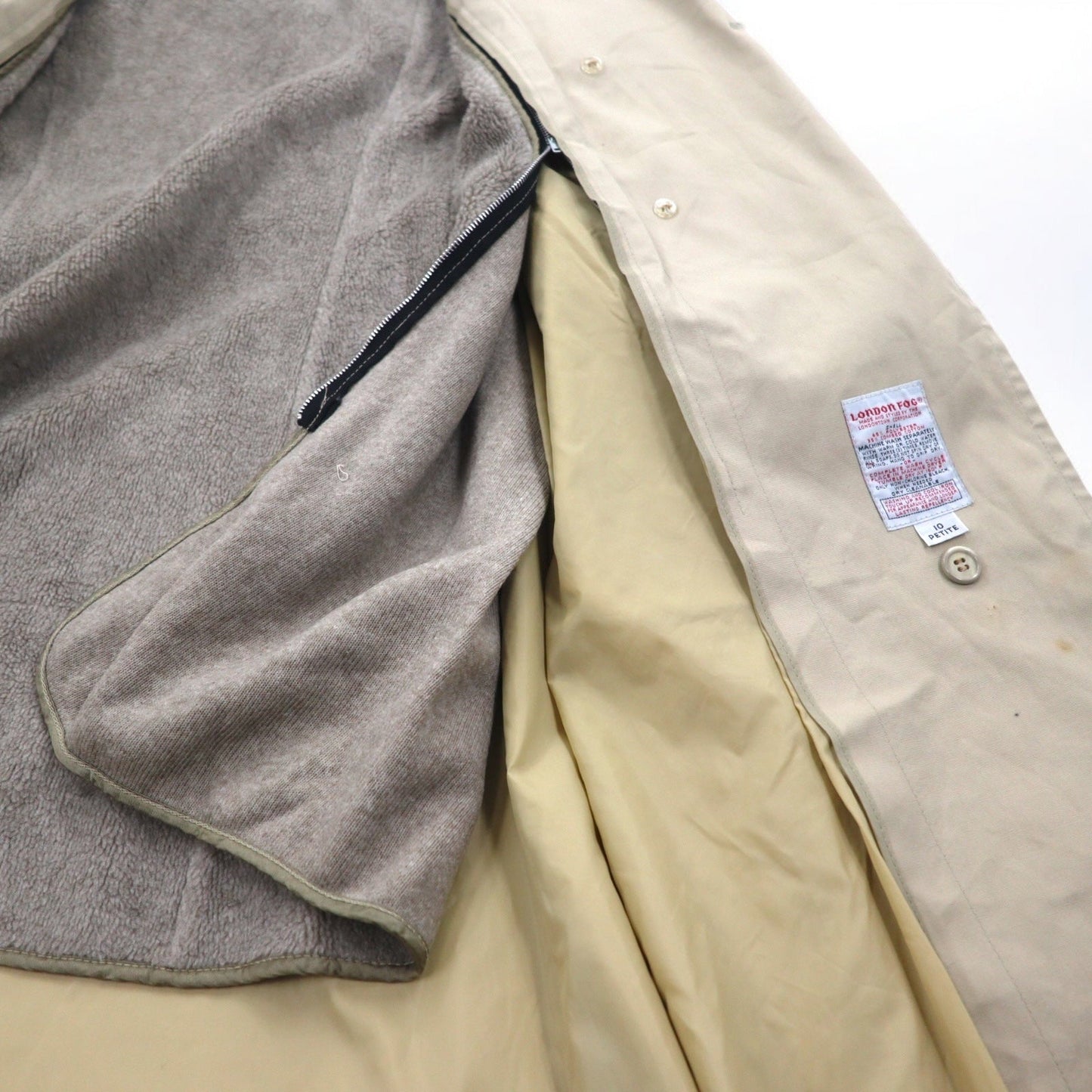 LONDON FOG 90年代 MAINCOATS ダブルブレスト トレンチコート L ベージュ ボアライナー着脱式 ベルト付き