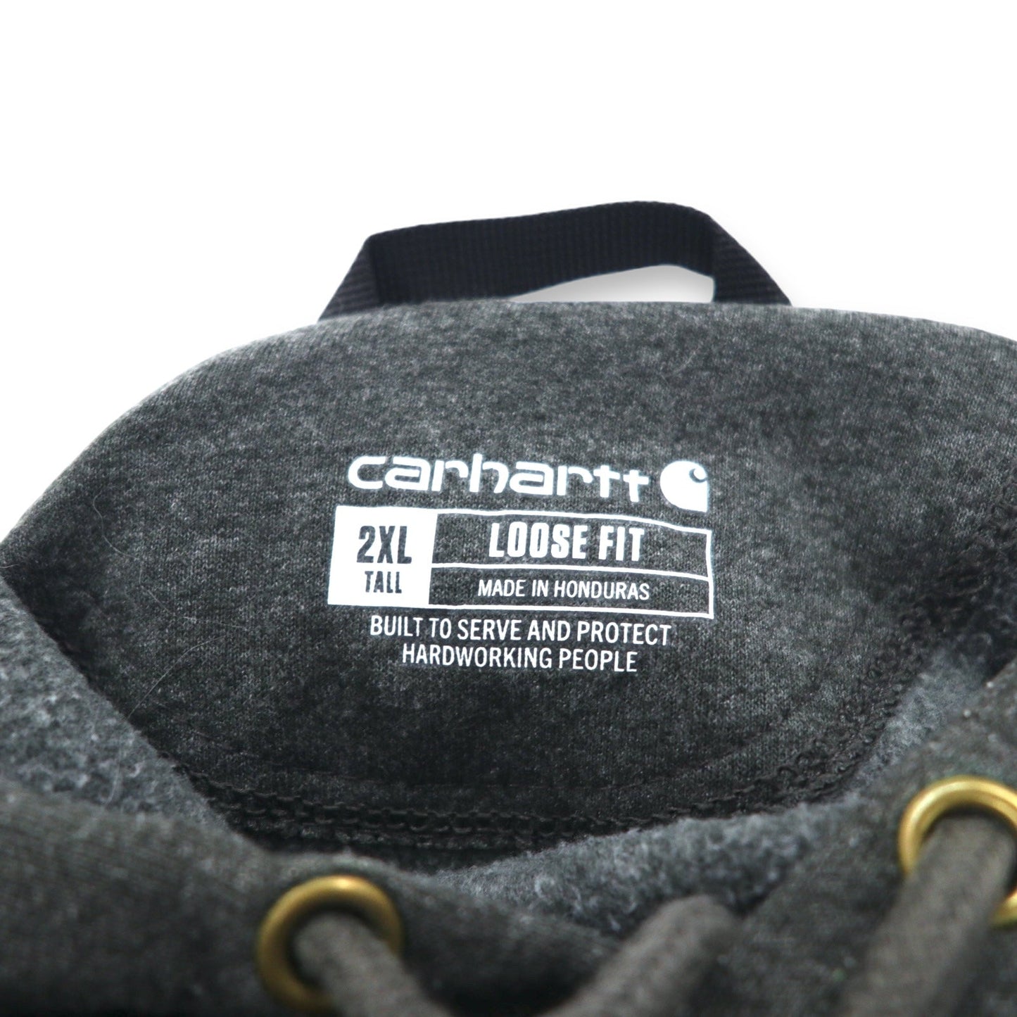 Carhartt ルーズフィット プルオーバーパーカー 2XL グレーコットン裏起毛袖 MIDWEIGHT HOODED Logo SWEATSHIRT ロゴ K288 ホンジュラス製