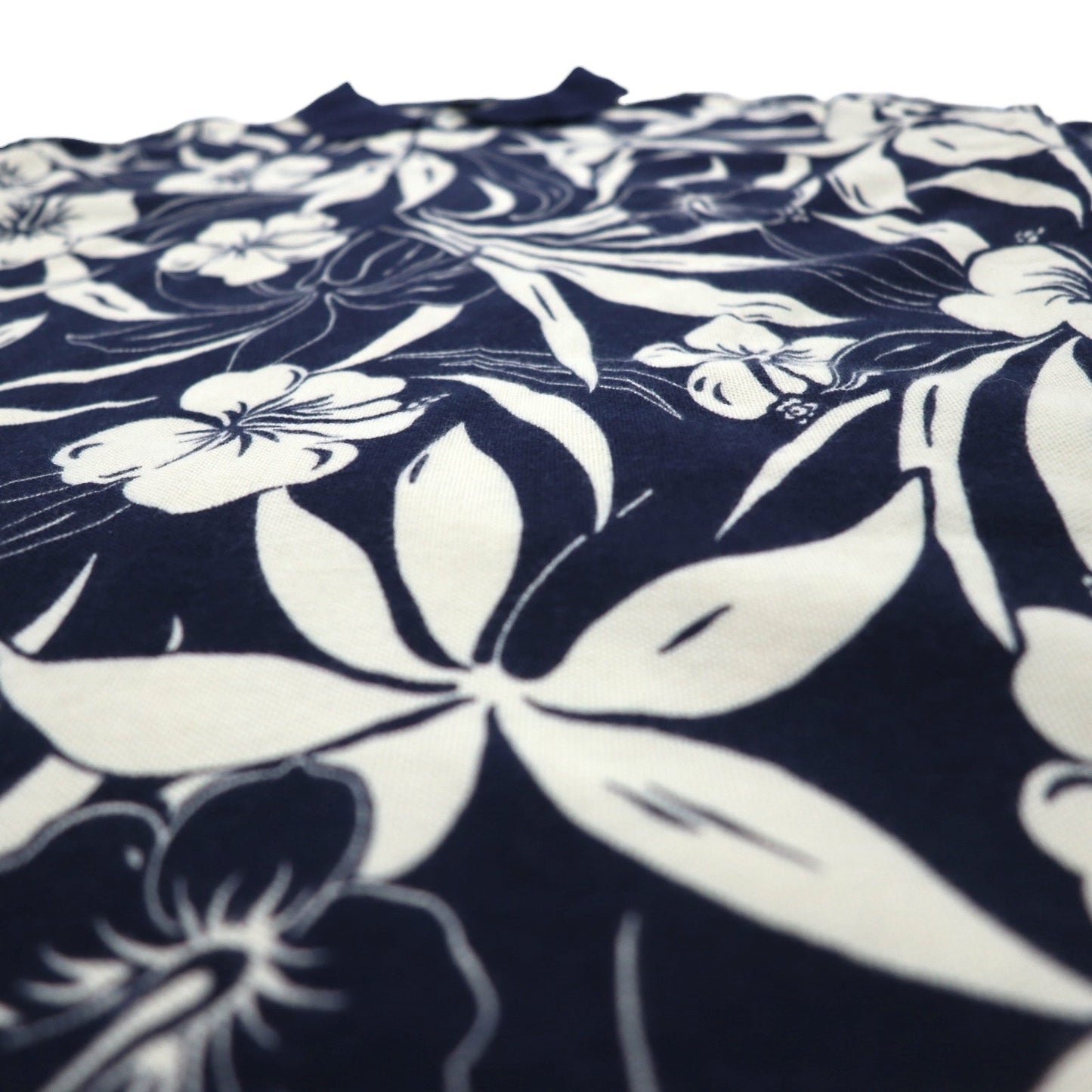 NAUTICA ポロシャツ XL ネイビー コットン 総柄 ハイビスカス 花 ビッグサイズ