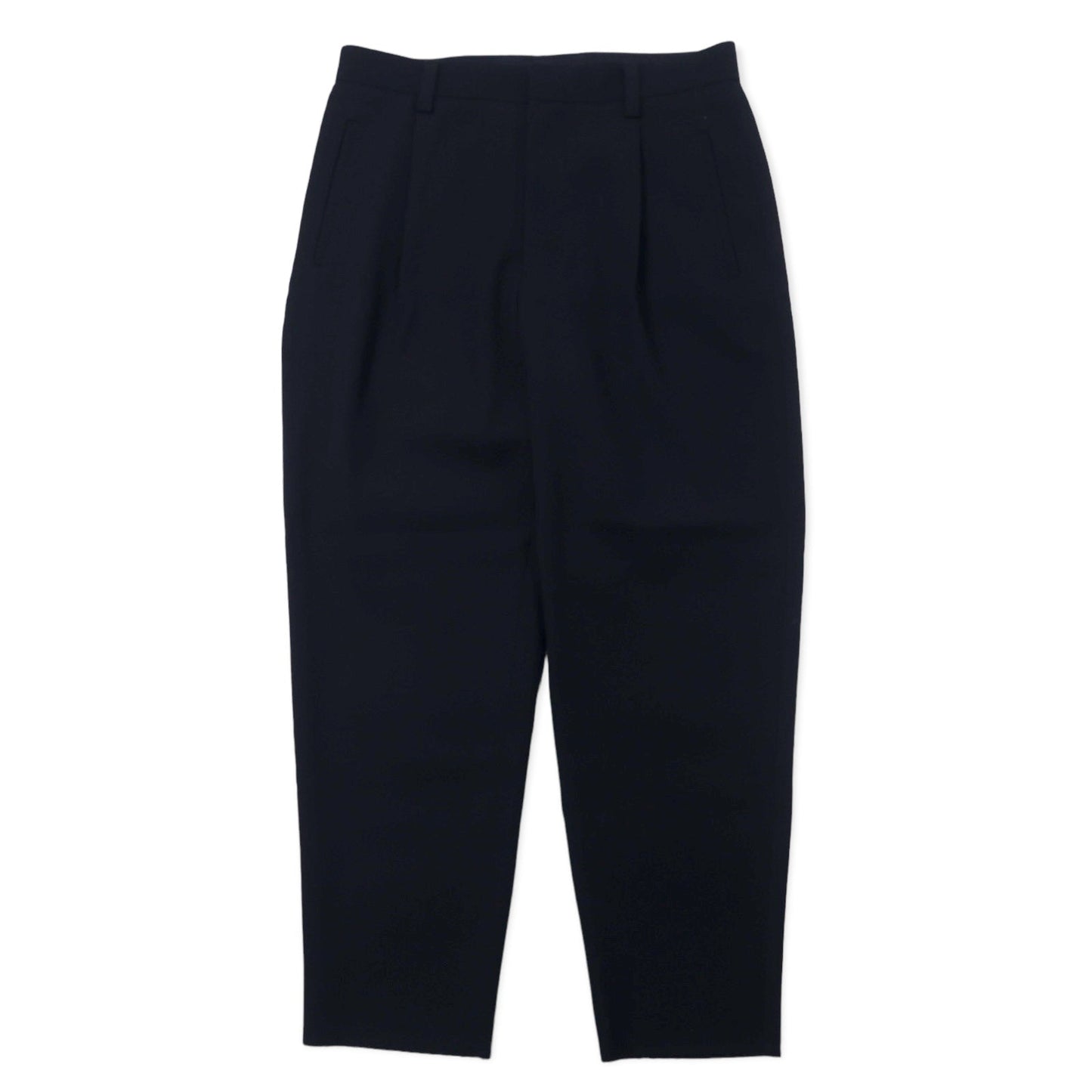 Kemit ウールタックパンツ テーパード スラックス 48 ネイビー ウール ギャバジン 0301-0209 日本製