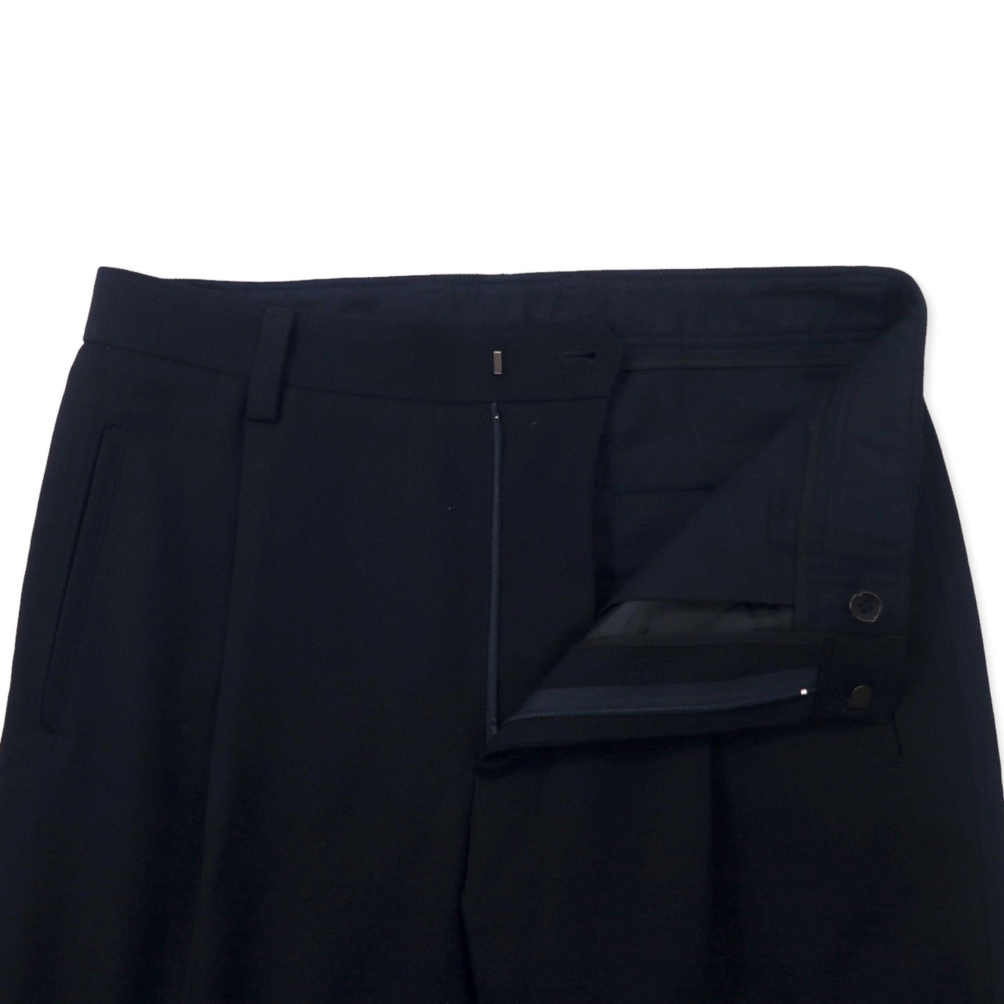 Kemit ウールタックパンツ テーパード スラックス 48 ネイビー ウール ギャバジン 0301-0209 日本製