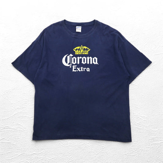 Corona Extra Beer コロナビール プリント Tシャツ 2XL ネイビー GILDAN ボディ