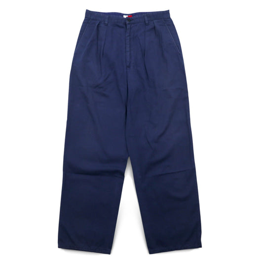 TOMMY HILFIGER タック ワイド チノパンツ M ネイビー コットン