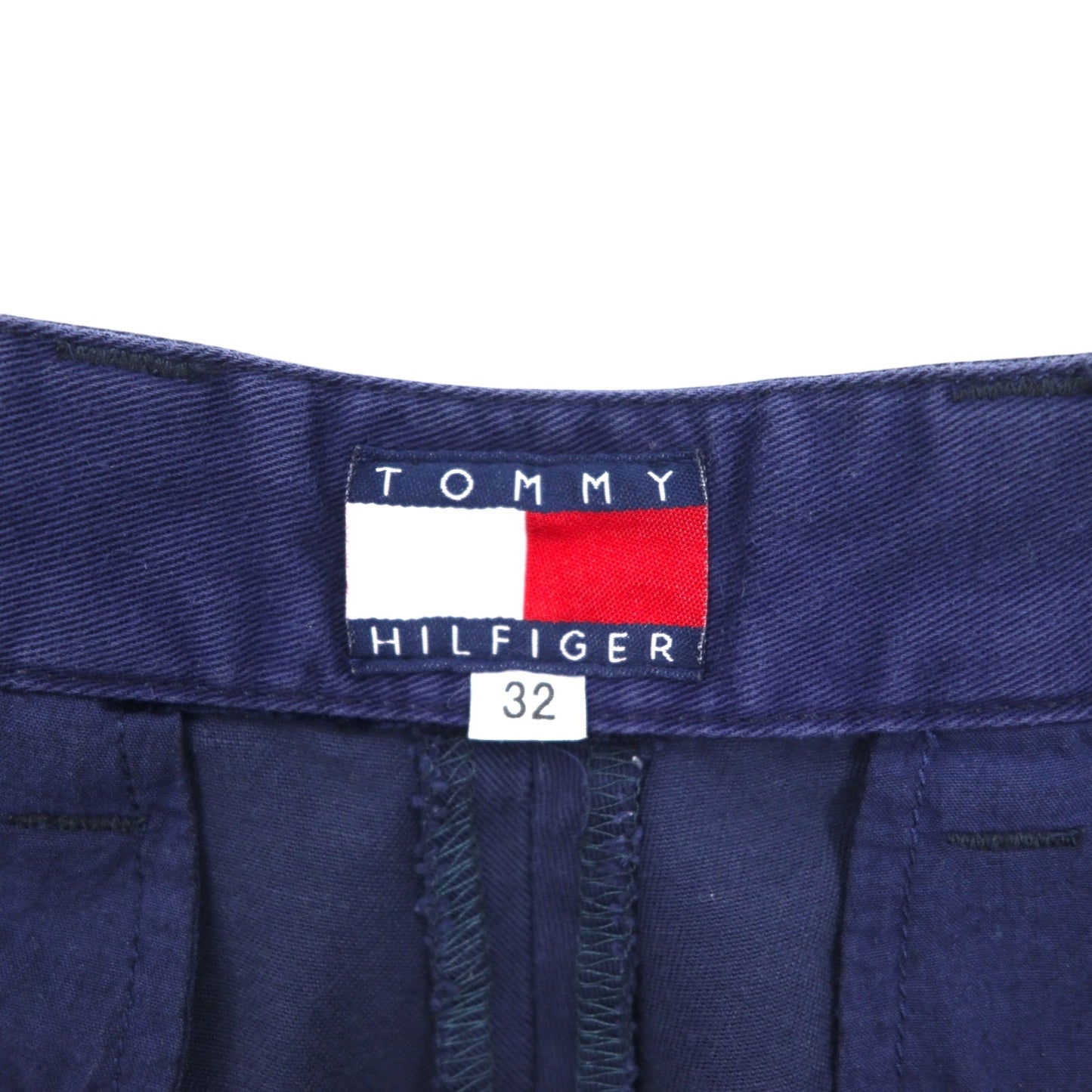 TOMMY HILFIGER タック ワイド チノパンツ M ネイビー コットン