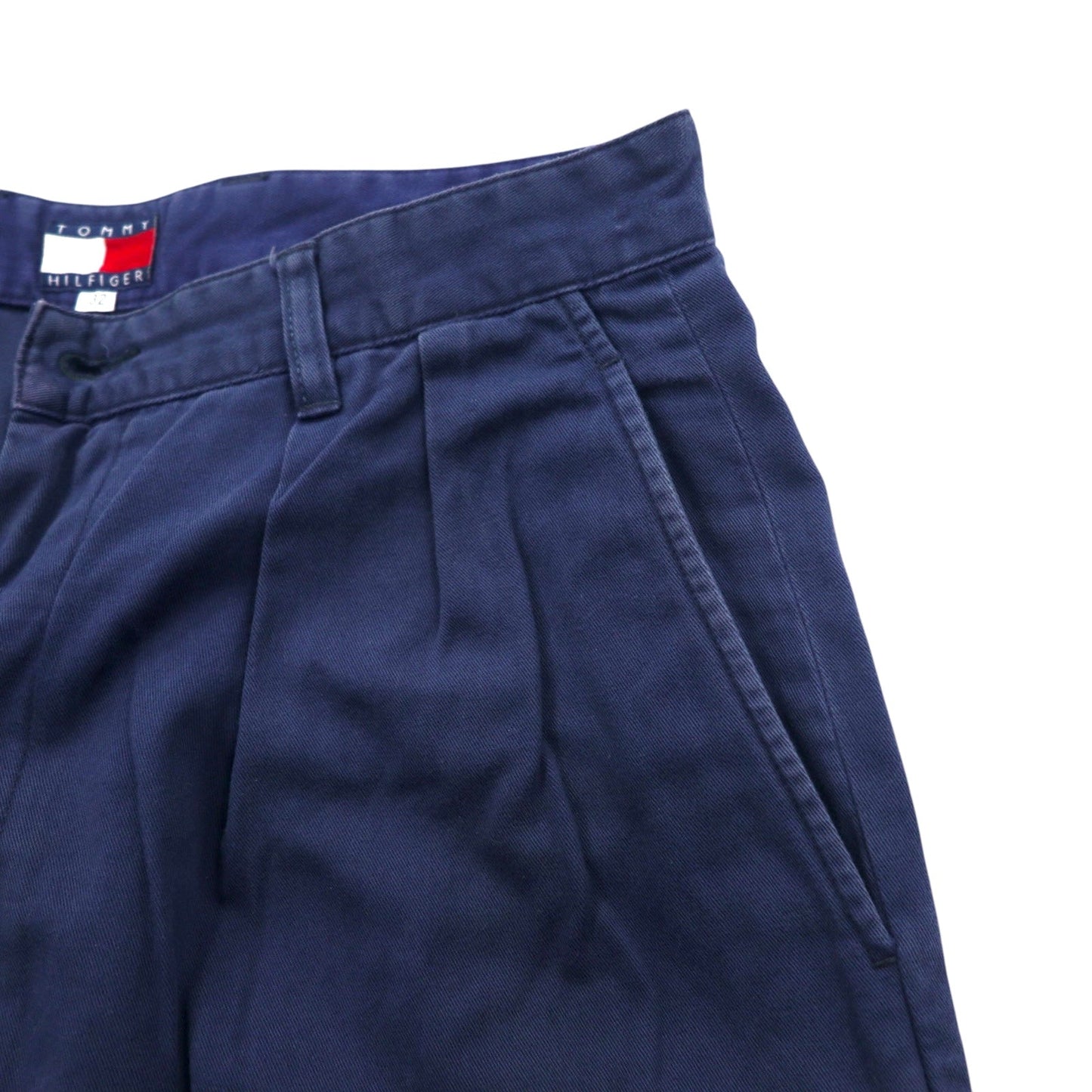 TOMMY HILFIGER タック ワイド チノパンツ M ネイビー コットン