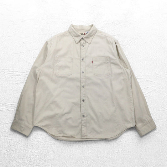 LEVI'S JEANS 00年代 チノ ワークシャツ 2XL ベージュ コットン メタルボタン ビッグサイズ