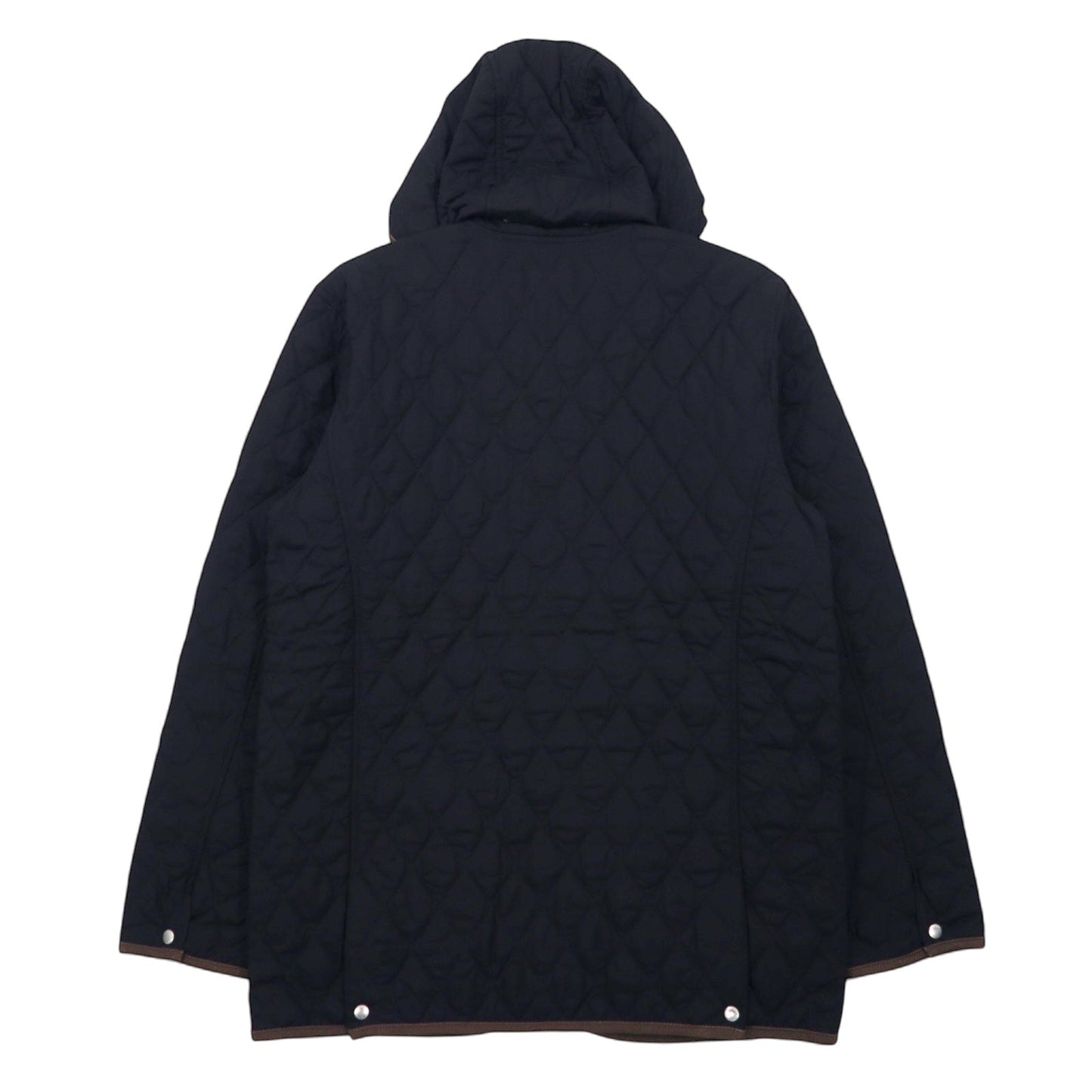 LANDS' END キルティングジャケット L ブラック ポリエステル フード着脱式 襟コーデュロイ