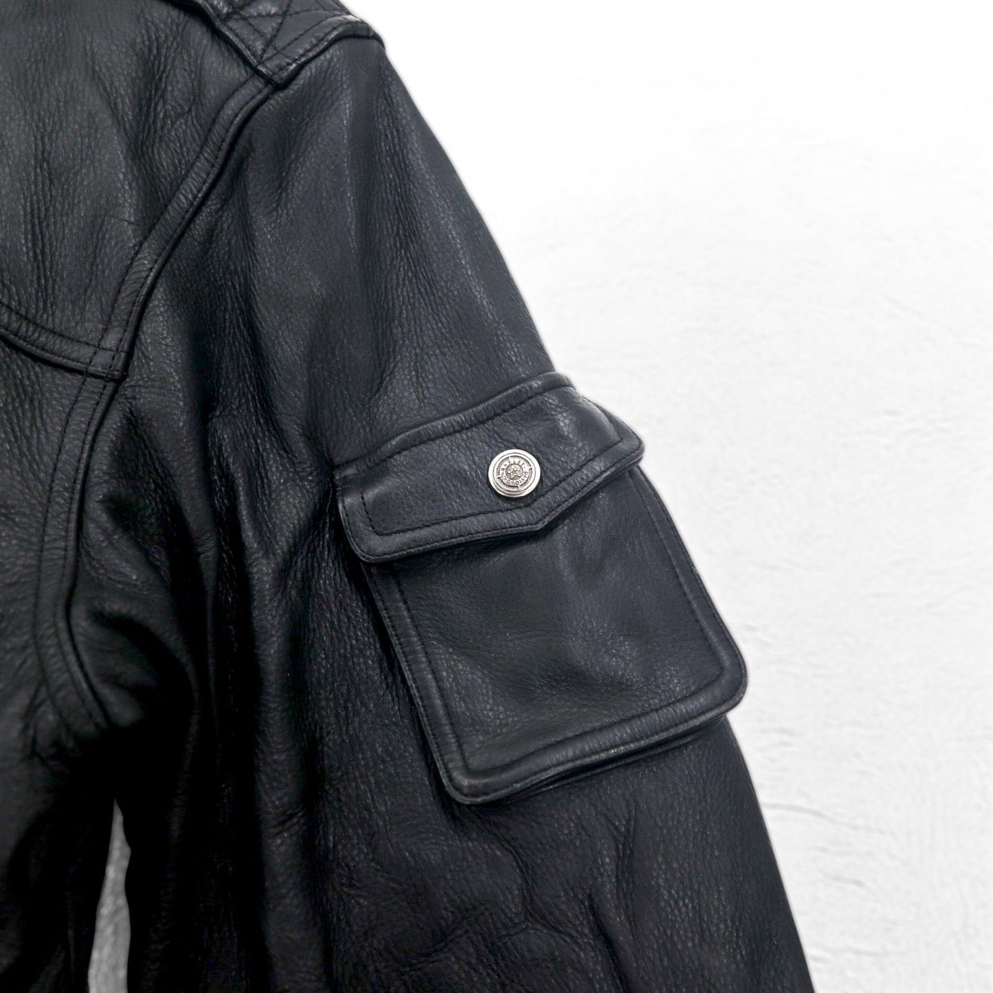 HARLEY DAVIDSON A-2 レザー フライト ボンバージャケット ミリタリー ライダース L ブラック シボ革 ライナー着脱式 エポレット