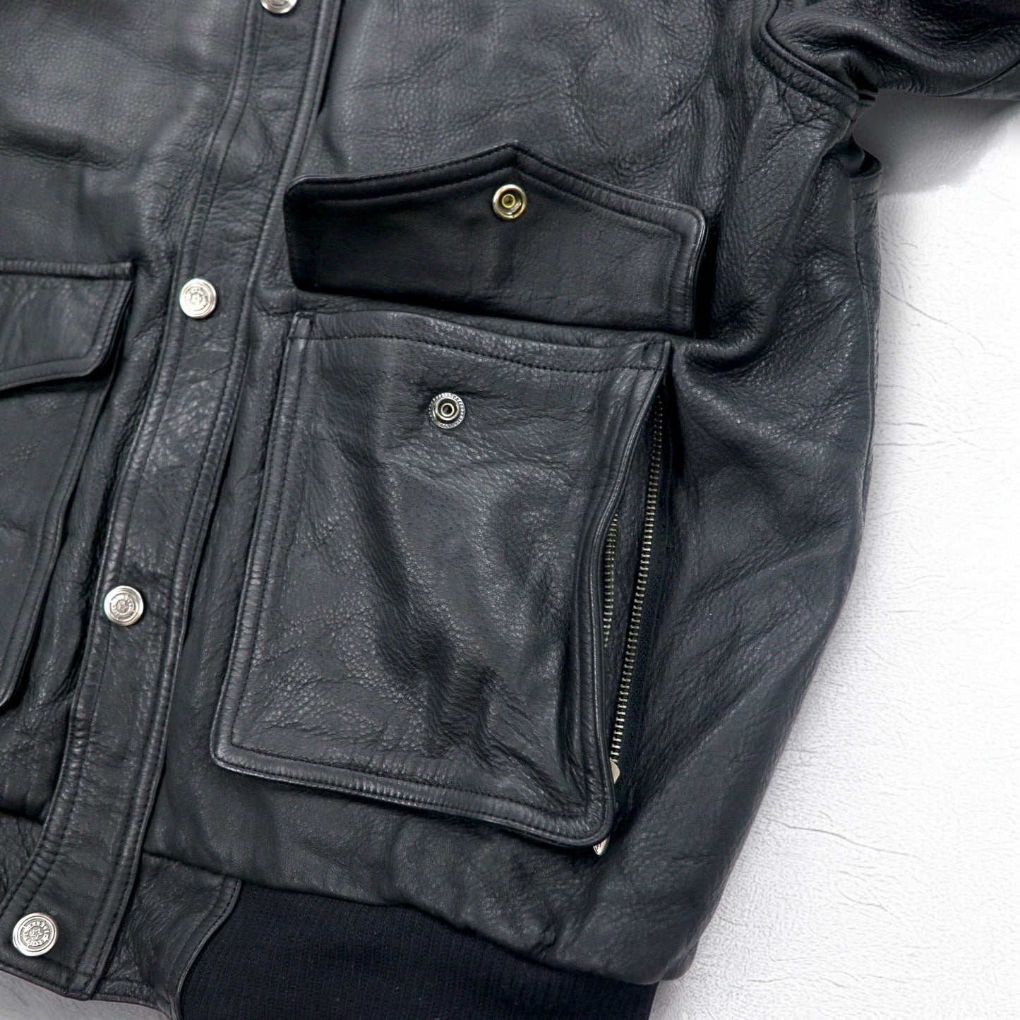 HARLEY DAVIDSON A-2 レザー フライト ボンバージャケット ミリタリー ライダース L ブラック シボ革 ライナー着脱式 エポレット