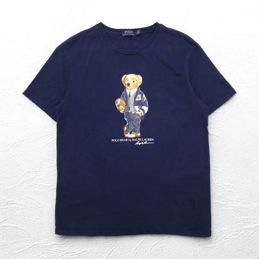 POLO RALPH LAUREN ポロベア Tシャツ L ネイビー コットン プリント