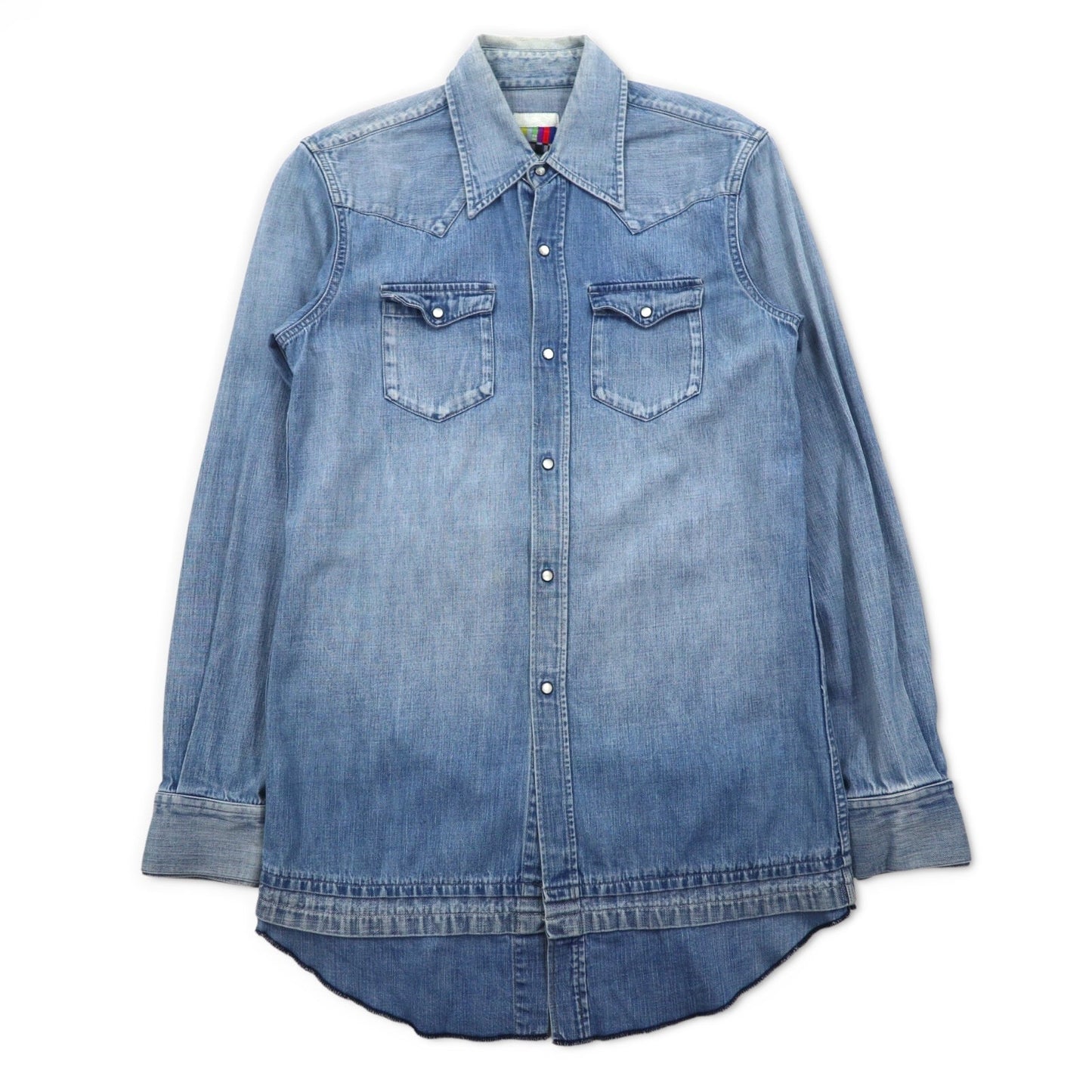 FACETASM ロング丈 デニム ウエスタンシャツ M ブルー コットン 切り替え TK-SH-01 日本製