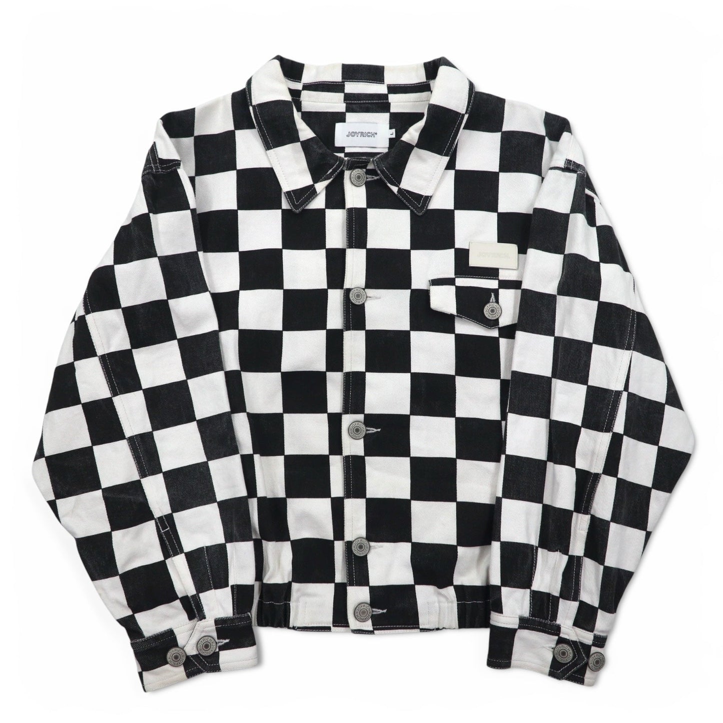 JOYRICH フラッグチェック デニム トラッカージャケット L ホワイト ブラック コットン