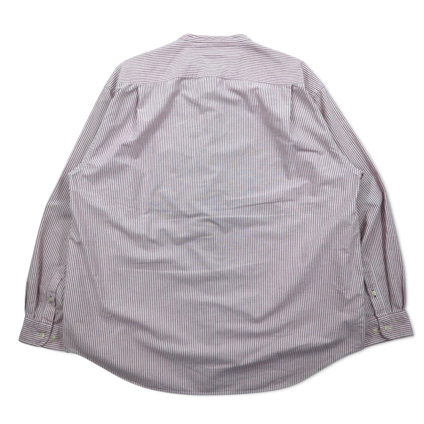 TOMMY HILFIGER バンドカラー オックスフォードシャツ XL ピンク ホワイト コットン ストライプ