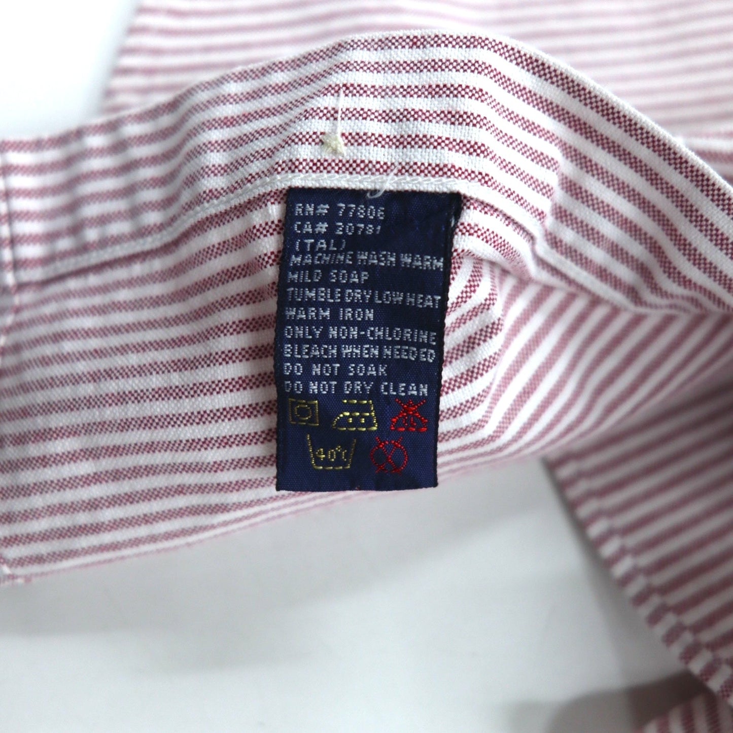 TOMMY HILFIGER バンドカラー オックスフォードシャツ XL ピンク ホワイト コットン ストライプ
