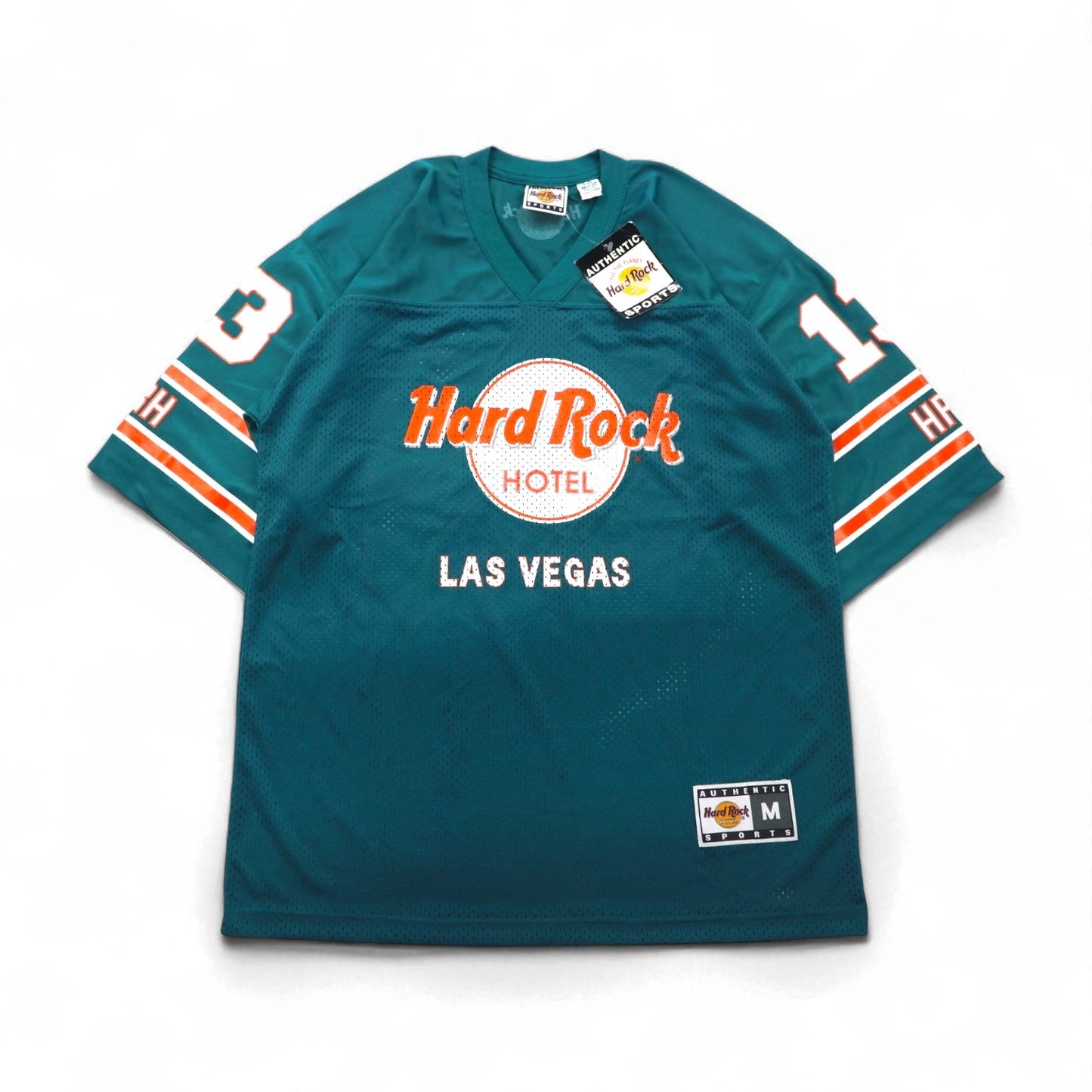 Hard Rock HOTEL 90年代 ゲームシャツ L グリーン ナイロン ロゴプリント ナンバリング デッドストック 未使用品