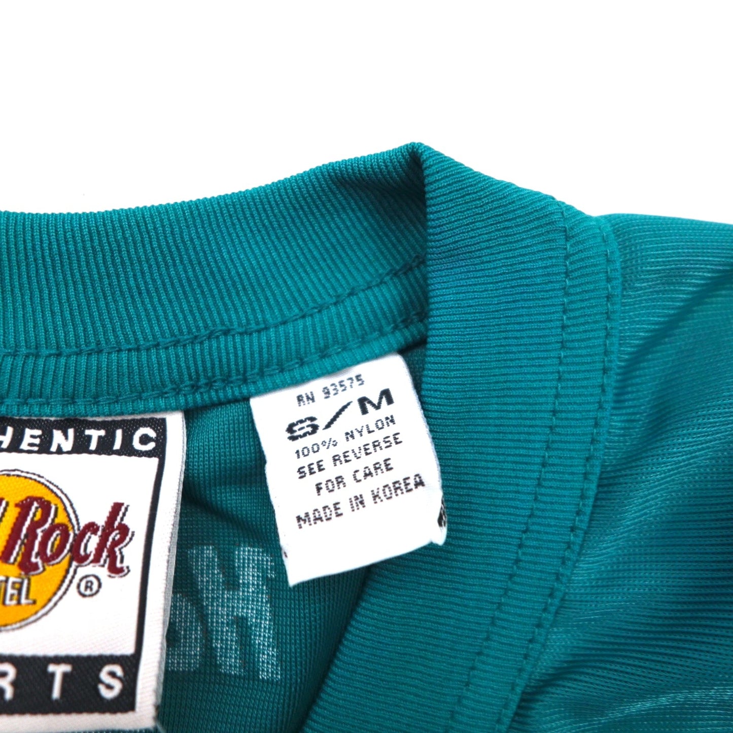 Hard Rock HOTEL 90年代 ゲームシャツ L グリーン ナイロン ロゴプリント ナンバリング デッドストック 未使用品