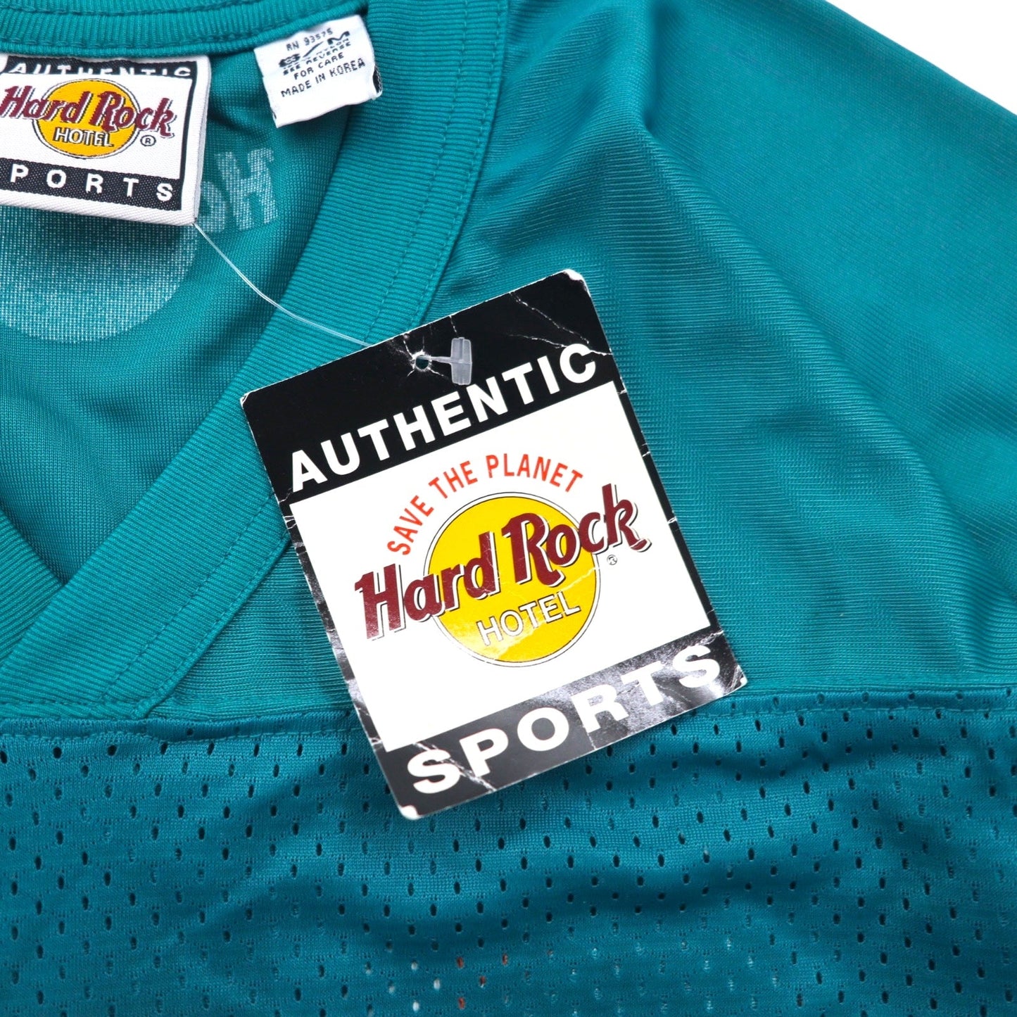 Hard Rock HOTEL 90年代 ゲームシャツ L グリーン ナイロン ロゴプリント ナンバリング デッドストック 未使用品