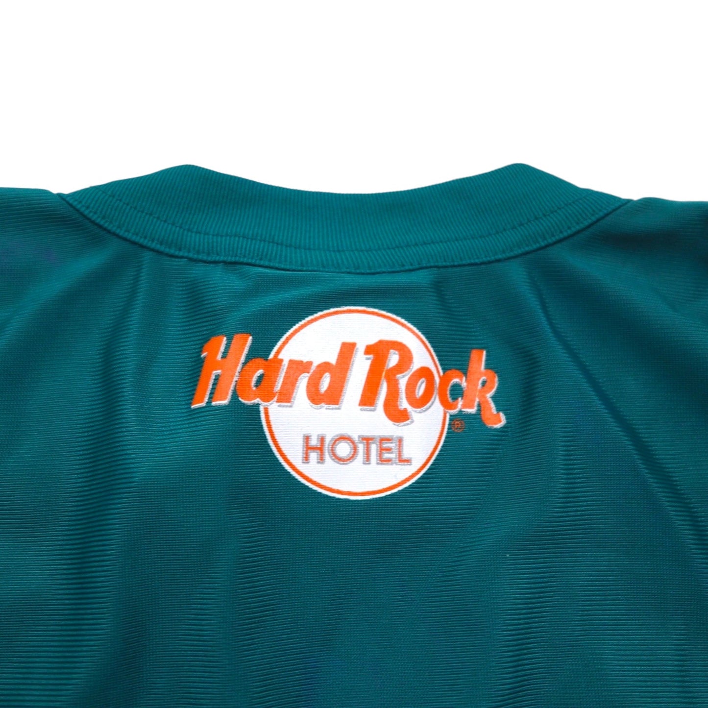 Hard Rock HOTEL 90年代 ゲームシャツ L グリーン ナイロン ロゴプリント ナンバリング デッドストック 未使用品