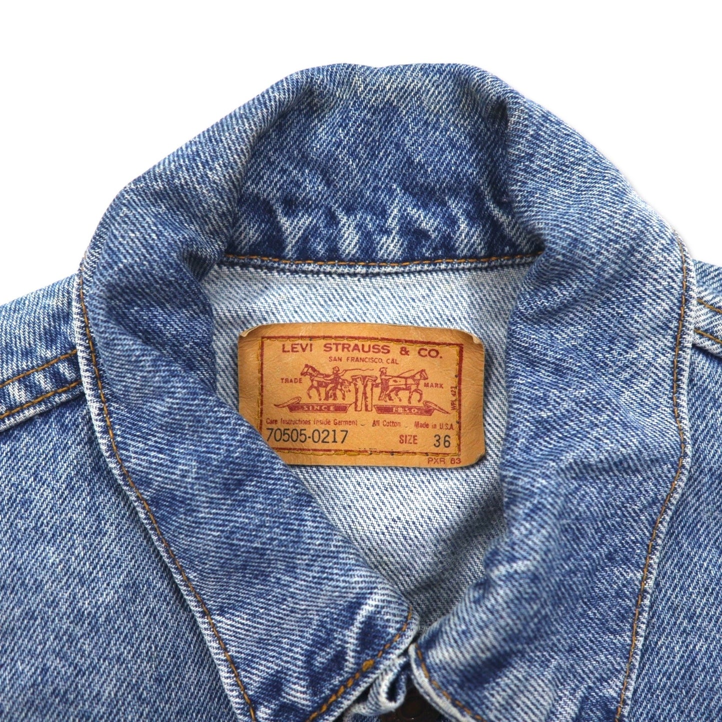 Levi's 90年代 USA製 デニムジャケット 4thタイプ Gジャン S インディゴ ブルー アイスウォッシュ 70505-0217 ボタン裏527