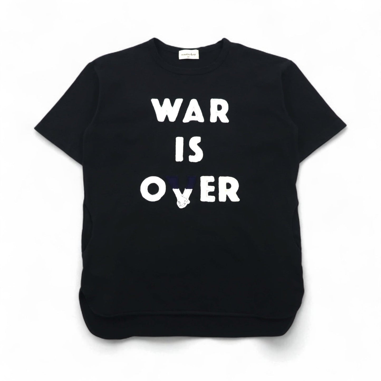 masterkey ヘヴィーオンス ビッグ Tシャツ FREE ブラック コットン WAR IS OVER フェルトワッペン 日本製