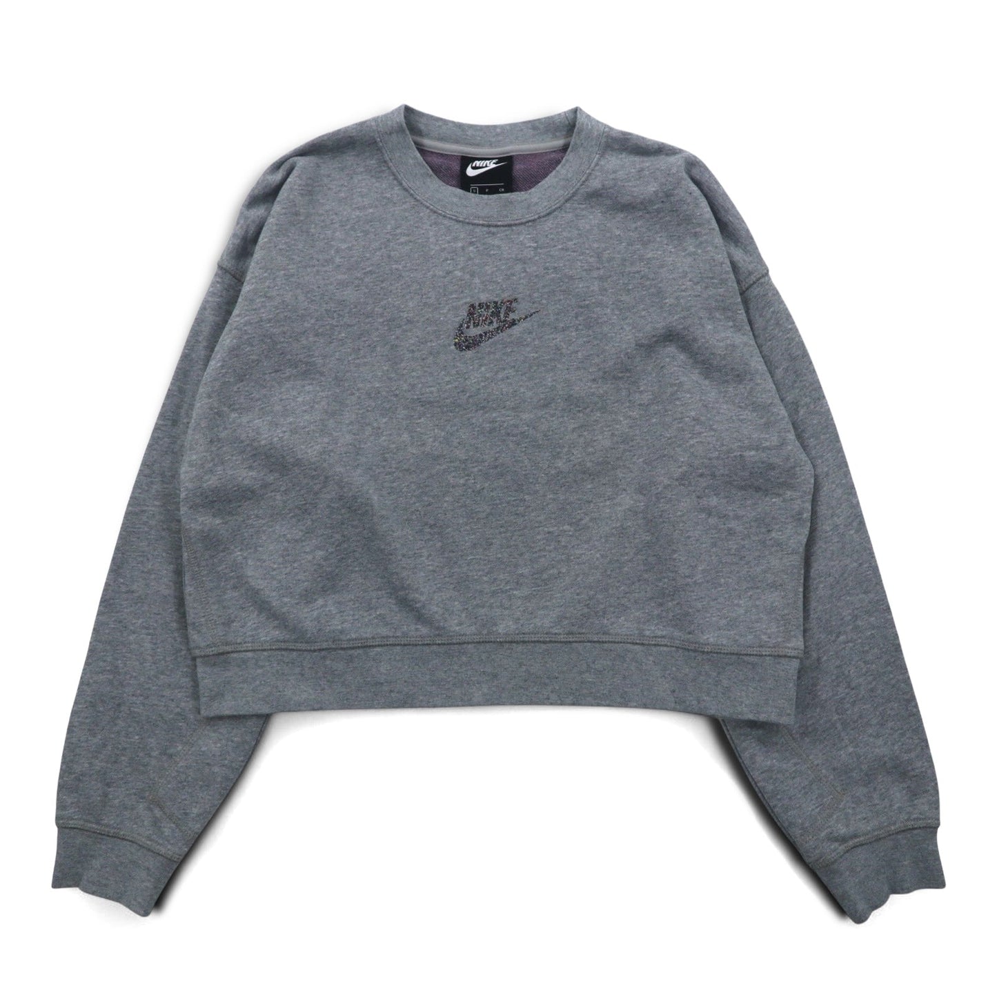NIKE クロップド スウェット S グレー フレンチテリー センタースウォッシュ CU6404-063