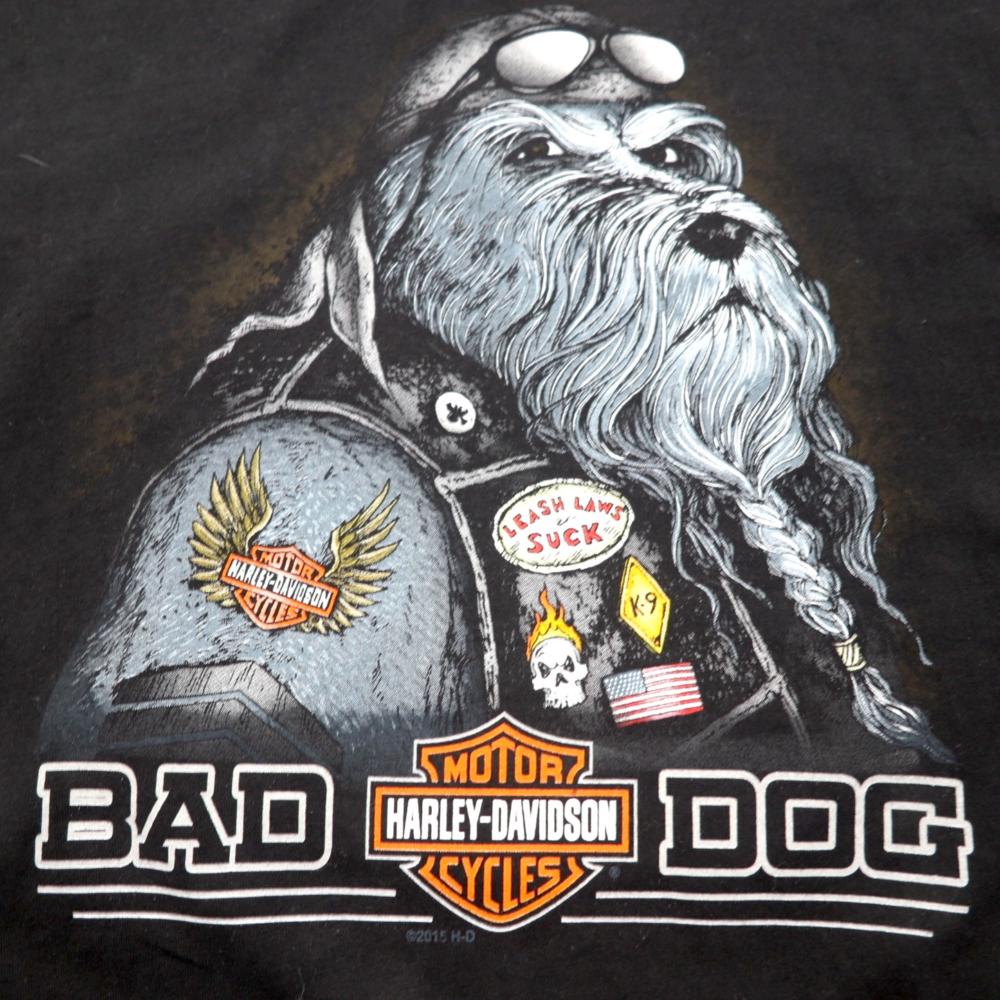 HARLEY DAVIDSON 両面プリント Tシャツ XL ブラック コットン BAD DOG