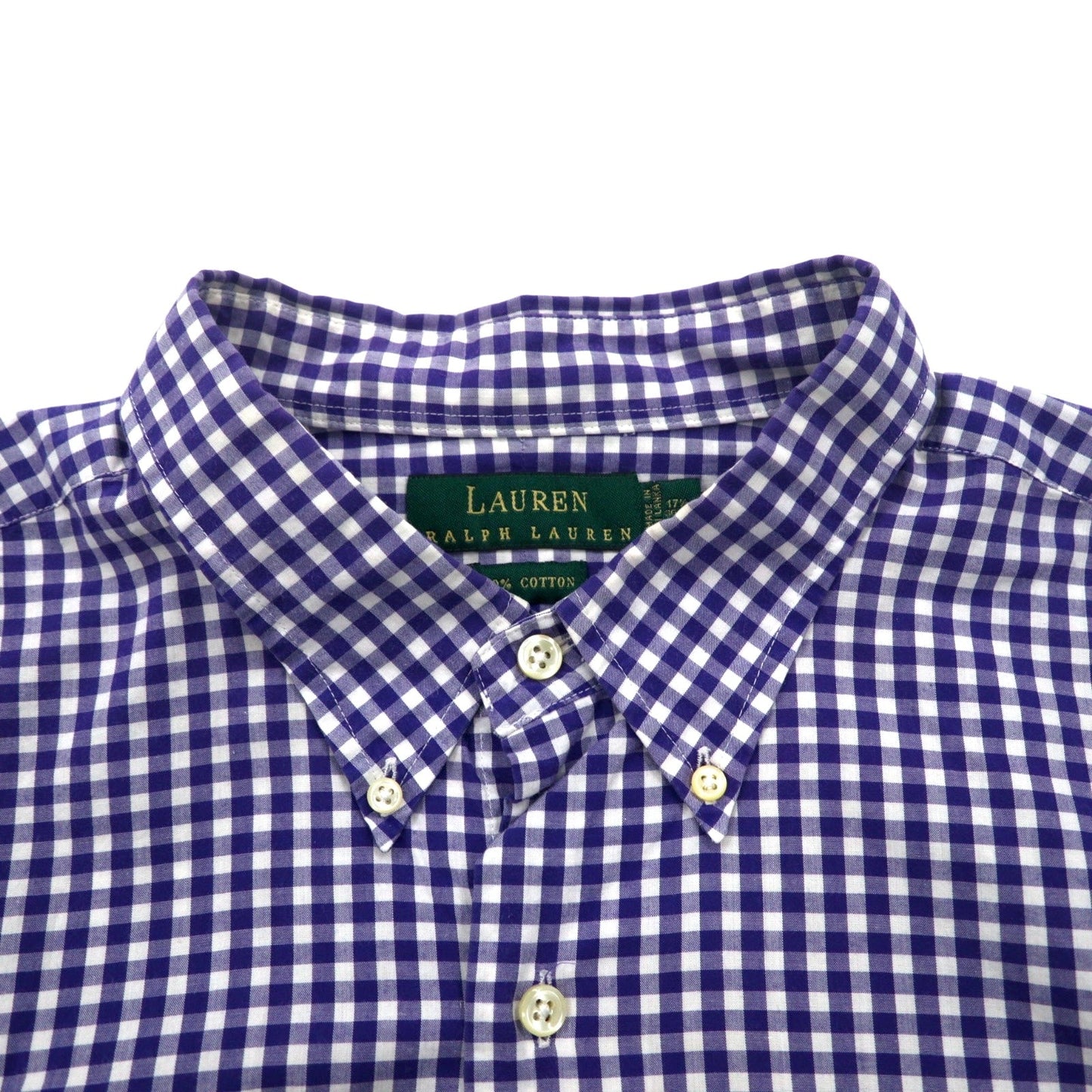 LAUREN RALPH LAUREN 90年代 ギンガムチェック ボタンダウンシャツ XL ブルー ビッグサイズ スリランカ製