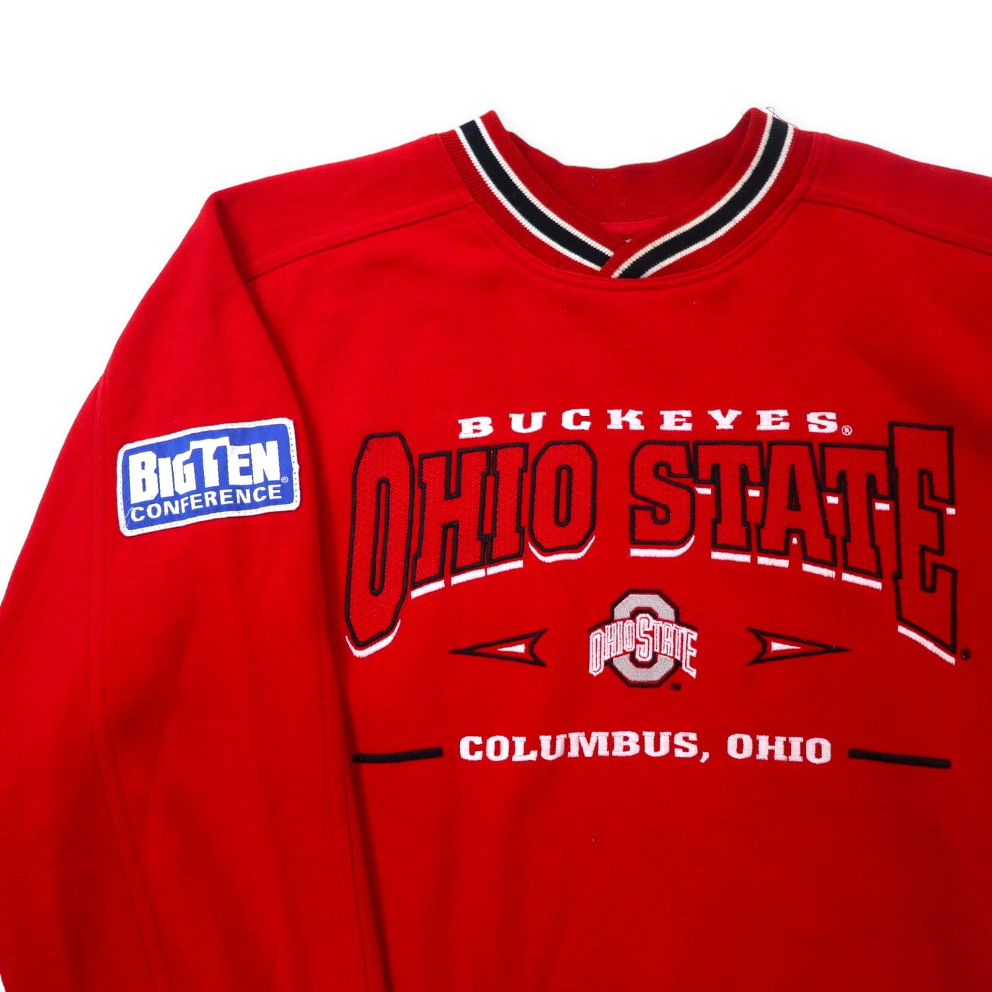 Lee SPORT 90年代 カレッジ刺繍 リブライン スウェット L レッド コットン ポリエステル 裏起毛 NCAA OHIO STATE BUCKEYES フットボール ビッグサイズ