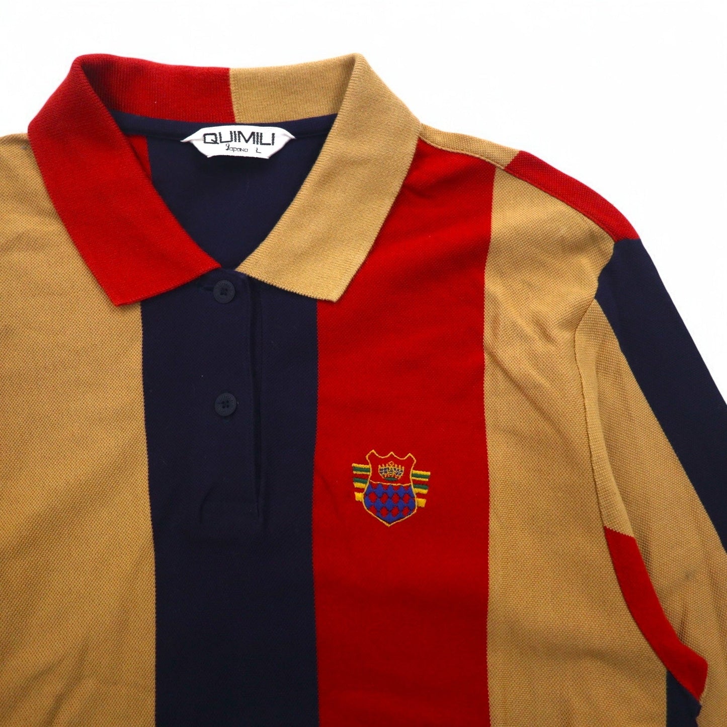 Vintage 90s Japan Made Rugby Shirt QUIMILI 長袖ポロシャツ ラガーシャツ L マルチカラー ストライプ 日本製